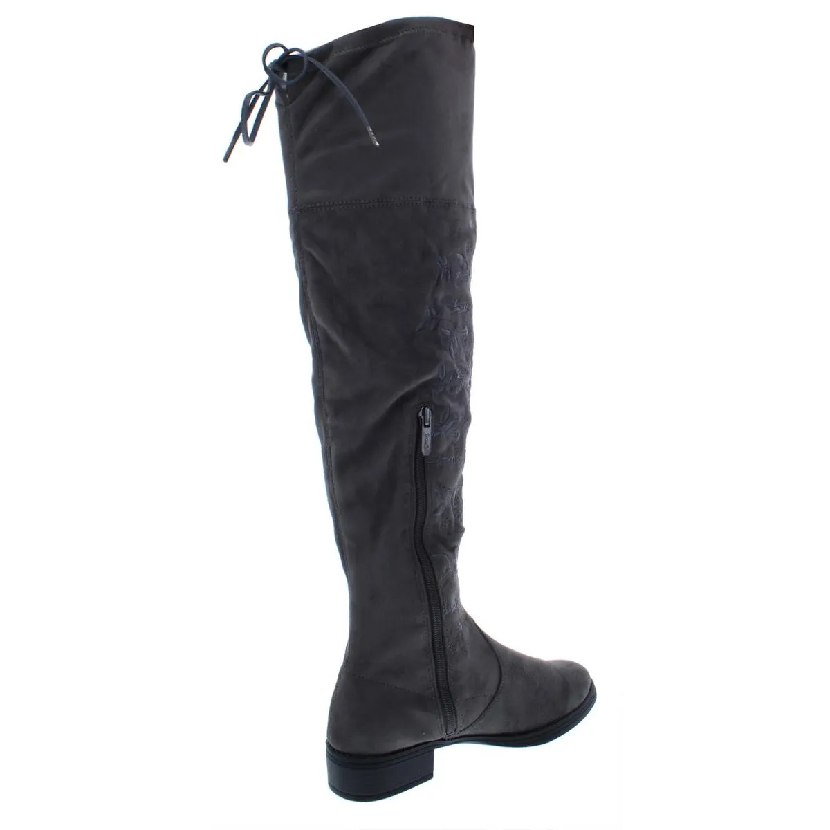 Princeton Womens Faux Suede Floral Embriodery Over-The-Knee Boots