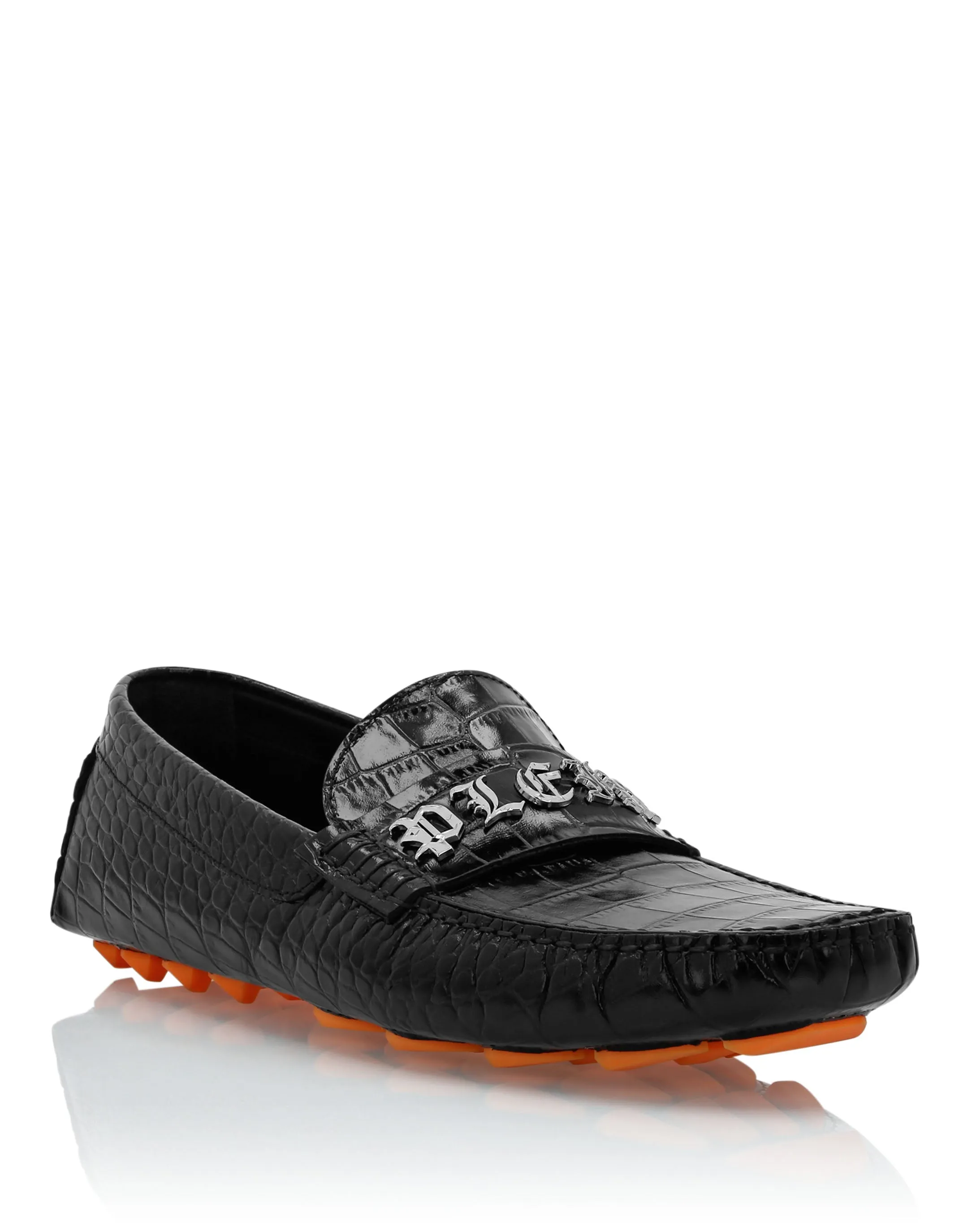 Printed Crocco Leather Drivers Shoes