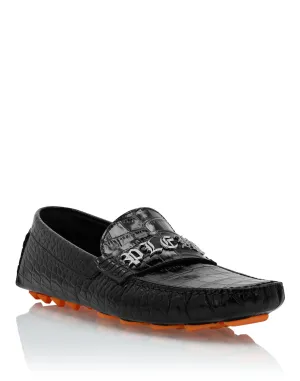 Printed Crocco Leather Drivers Shoes