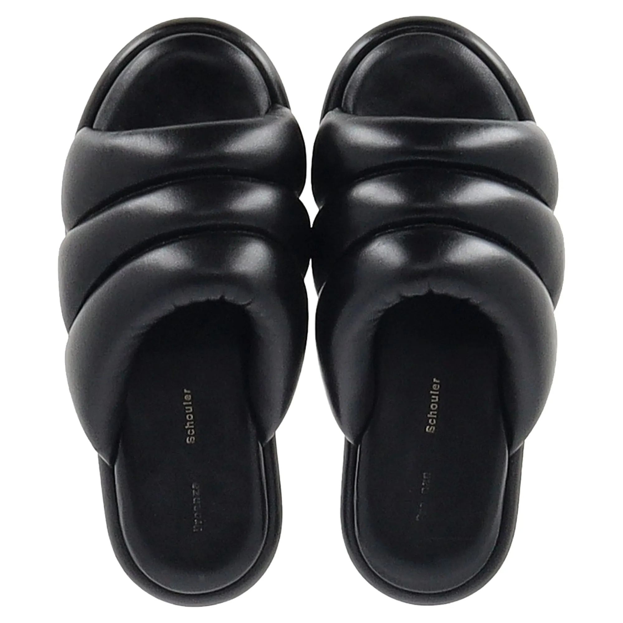 Proenza Schouler Padded Slip-On Flats in Black Leather