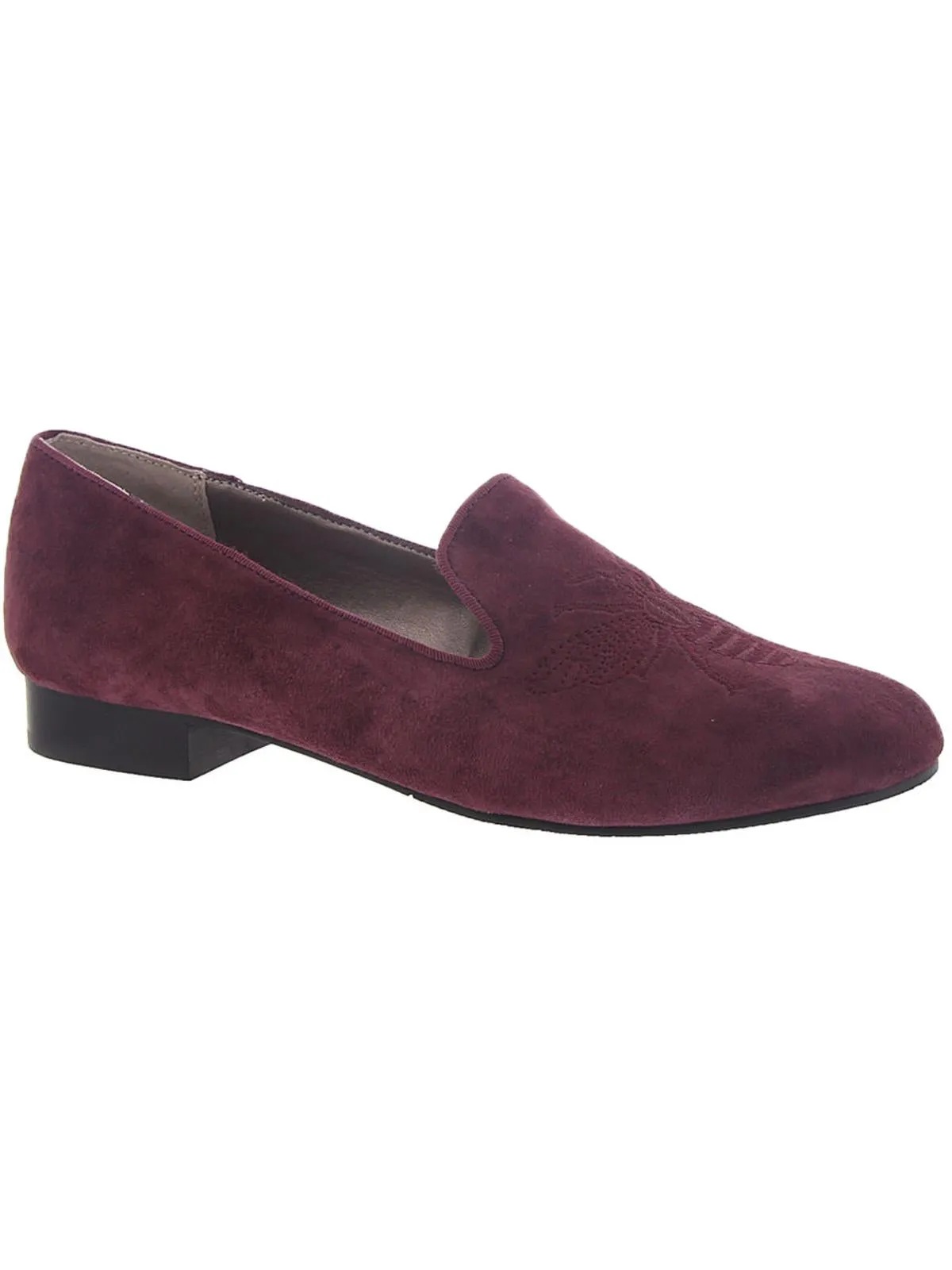 Queen Bee Womens Suede Embroidered Smoking Loafers