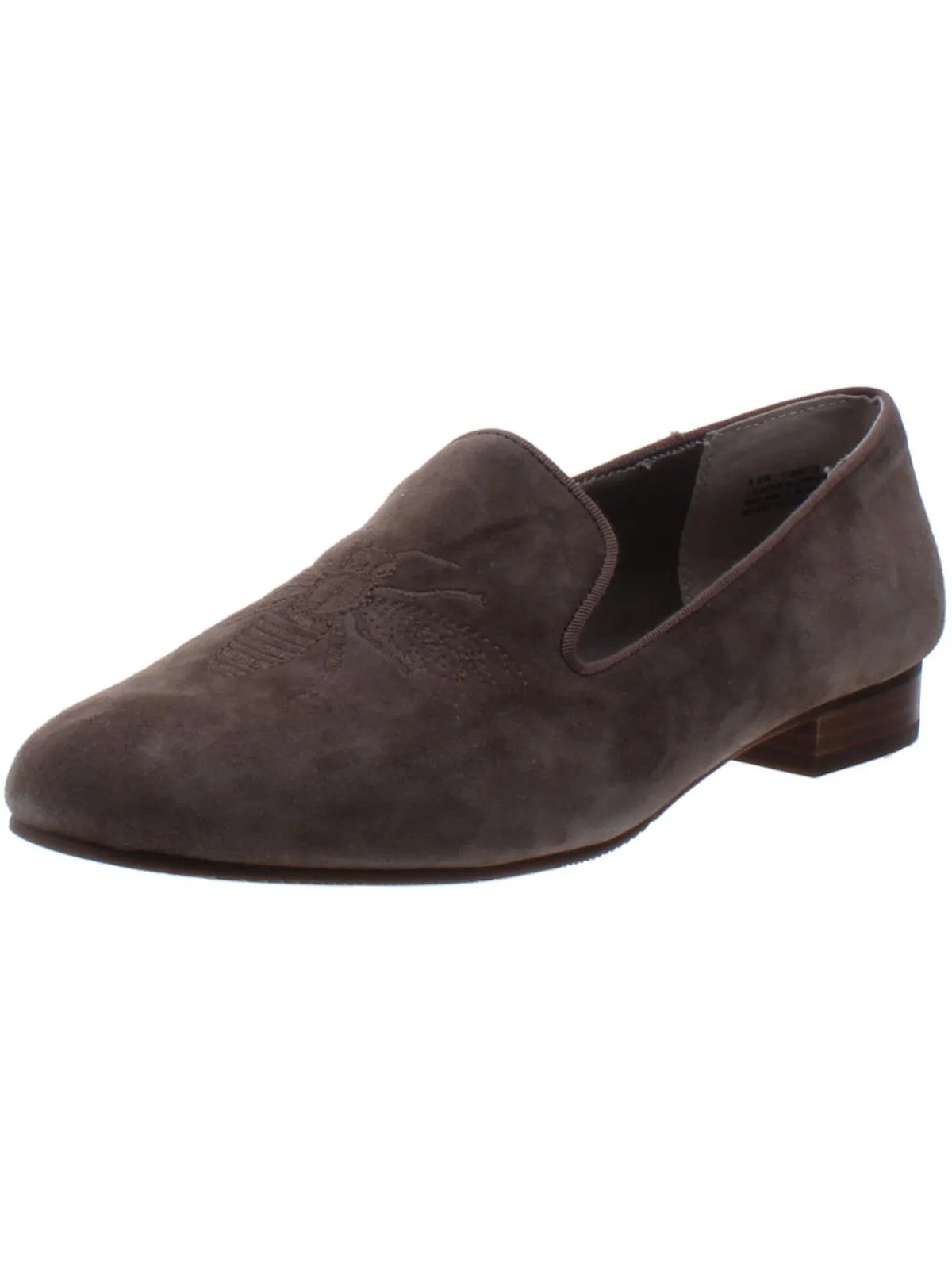 Queen Bee Womens Suede Embroidered Smoking Loafers