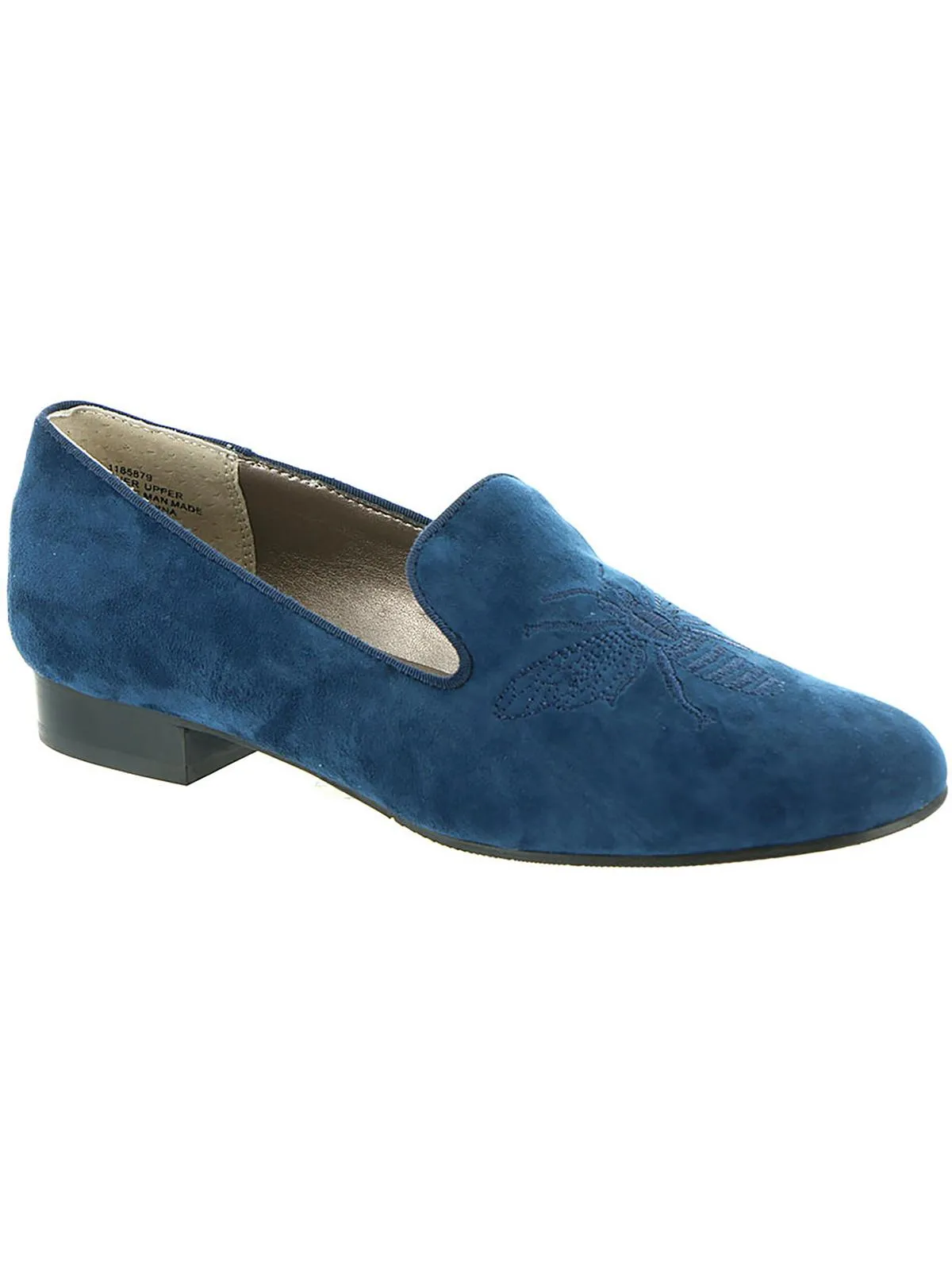 Queen Bee Womens Suede Embroidered Smoking Loafers