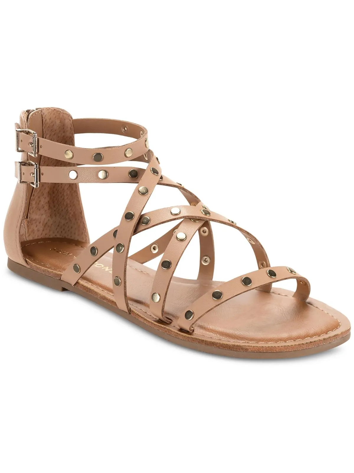 RACHAELL Womens Shining studs Crisscross Gladiator Sandals