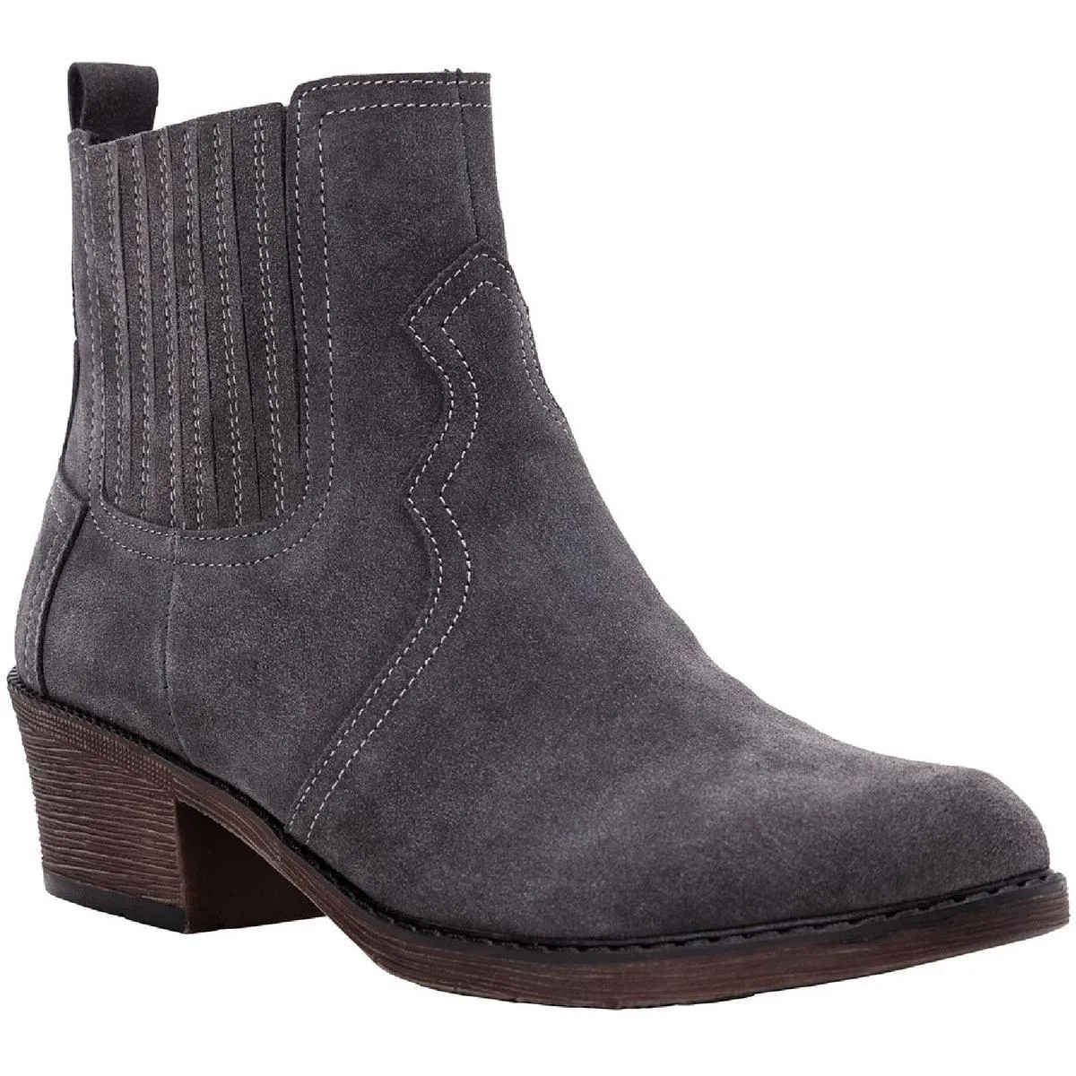 Reese Womens Suede Block Heel Ankle Boots