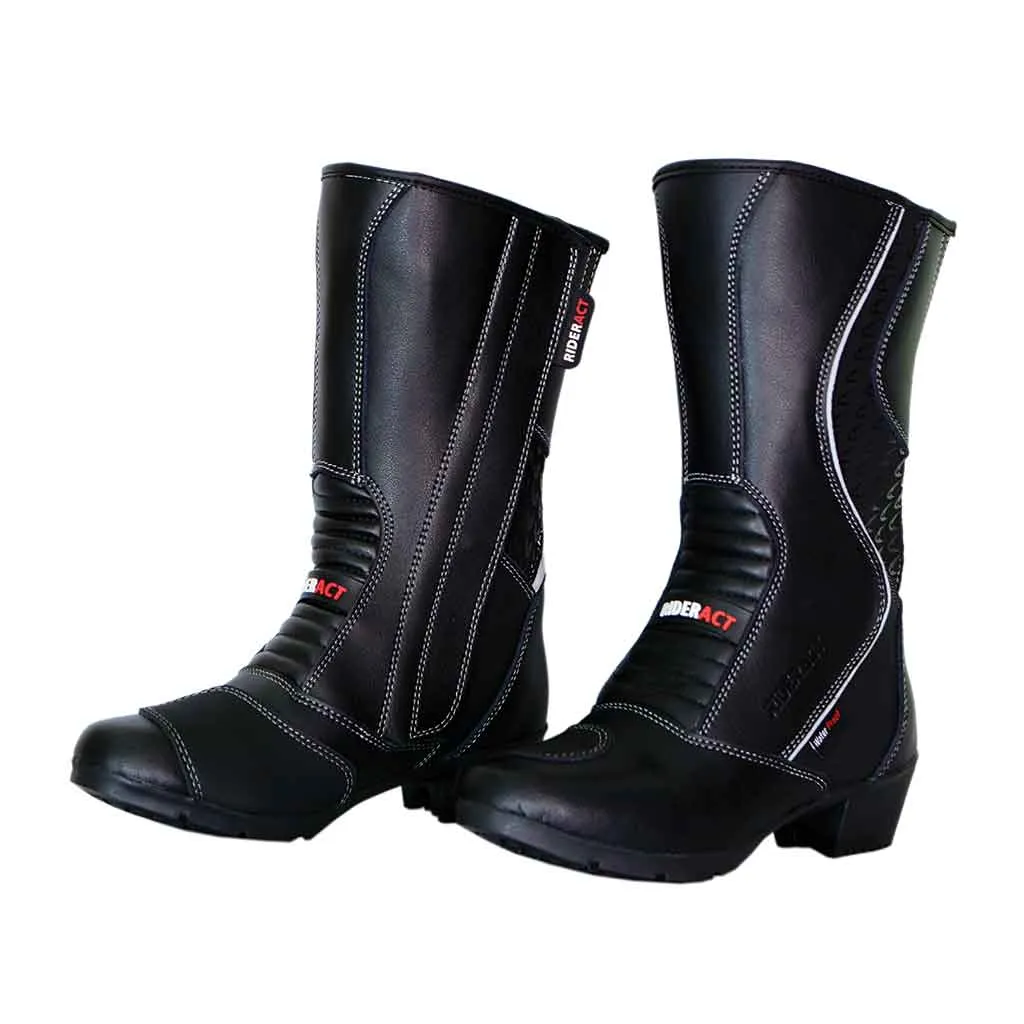 RIDERACT® Touring Womens Motorcycle Boots Black Spot-1