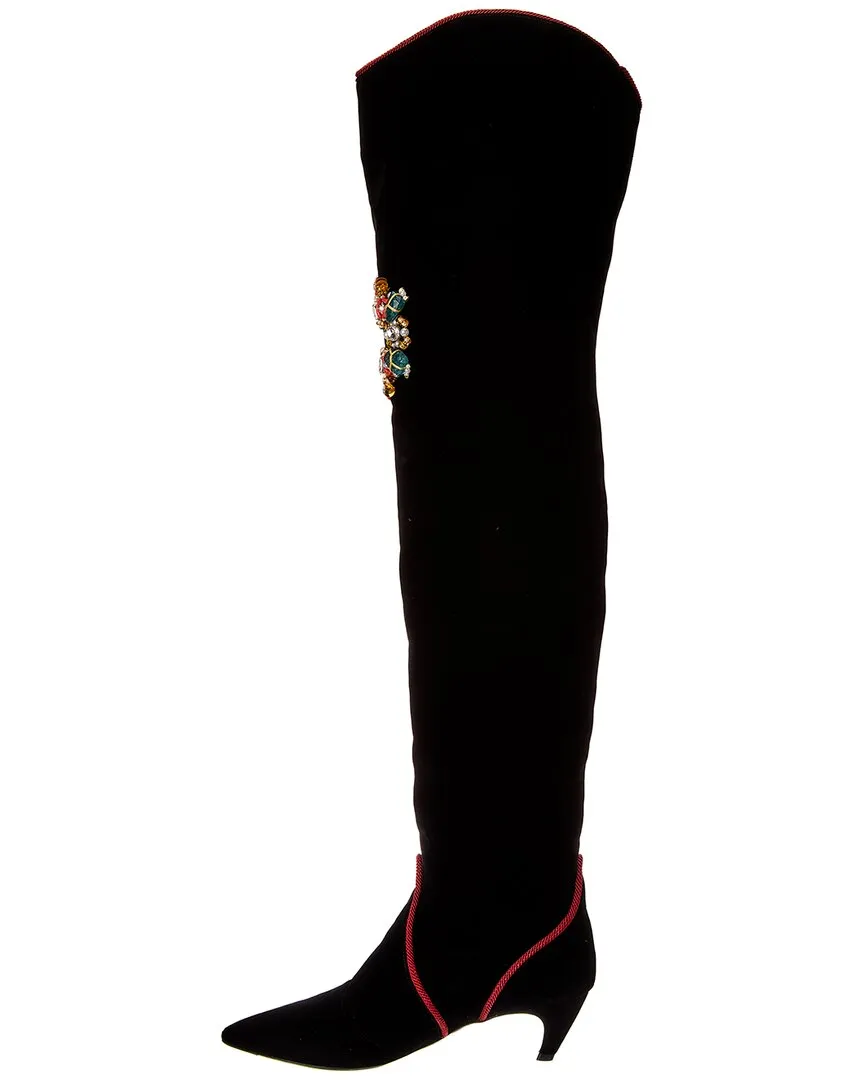 Roger Vivier Velvet Thigh-High Boot