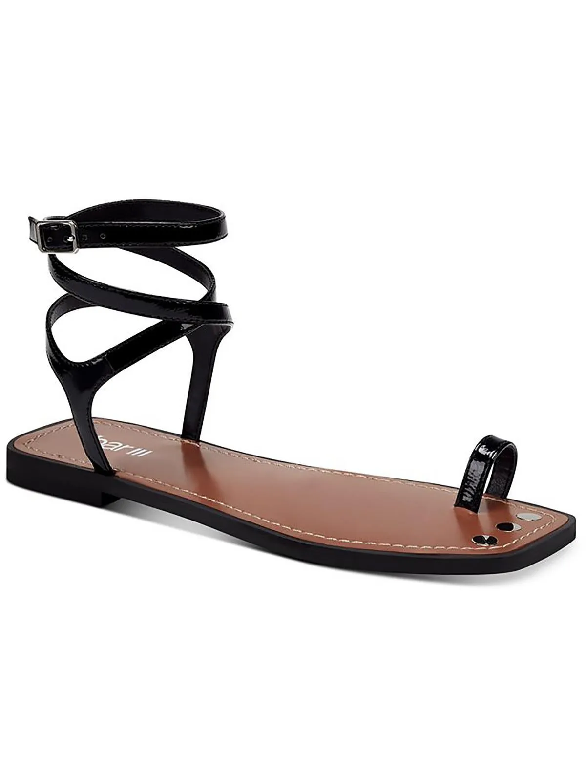 Ryanne Womens Patent Toe Loop Strappy Sandals