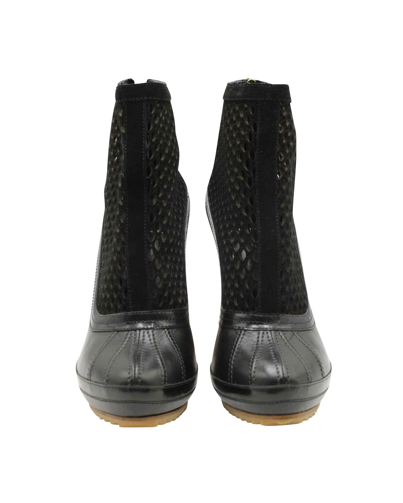Sacai x Pierre Hardy Mesh Ankle Boots in Black Leather