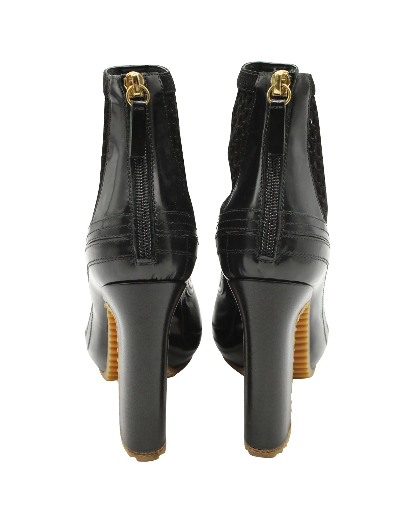 Sacai x Pierre Hardy Mesh Ankle Boots in Black Leather