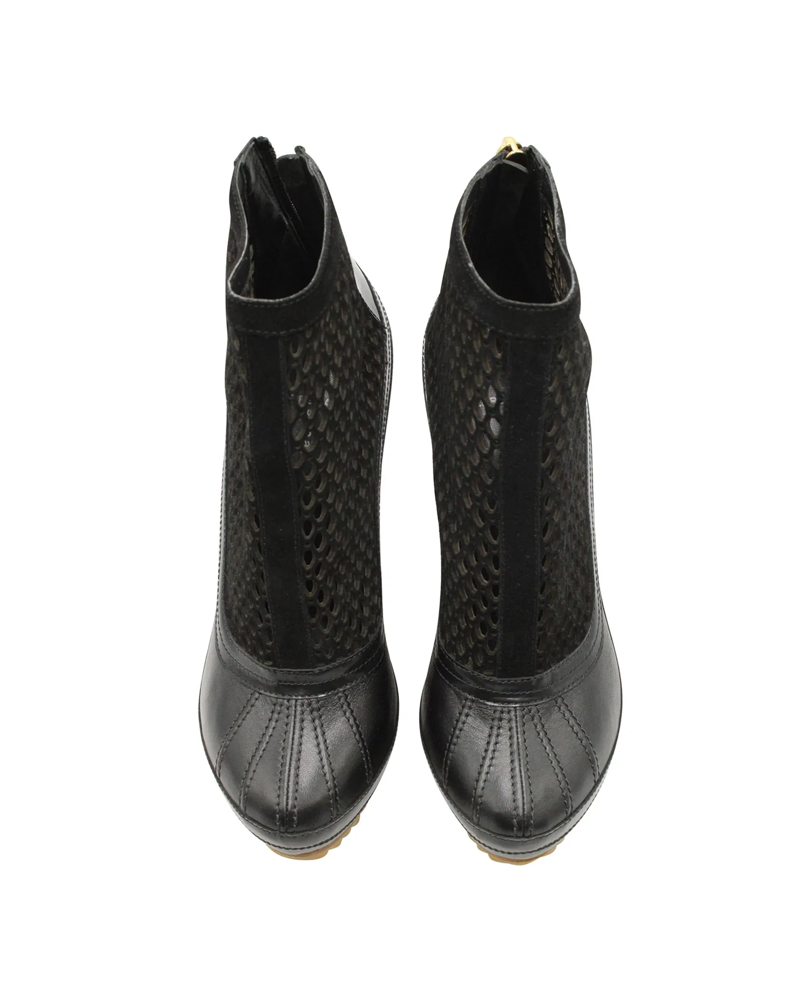 Sacai x Pierre Hardy Mesh Ankle Boots in Black Leather