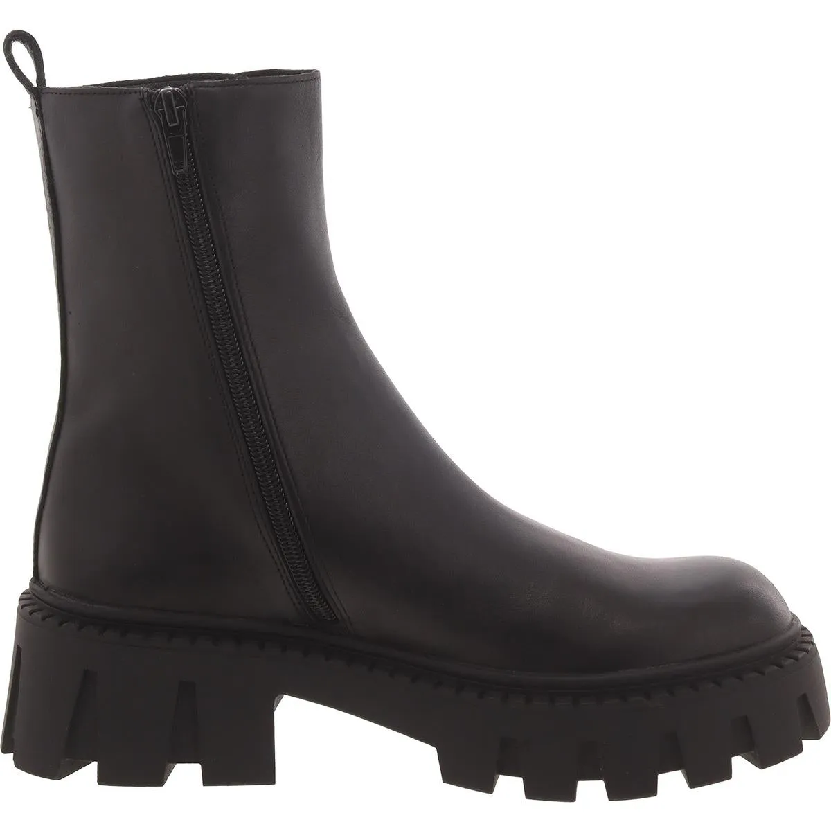 Sameera Womens Leather Lugged Sole Ankle Boots