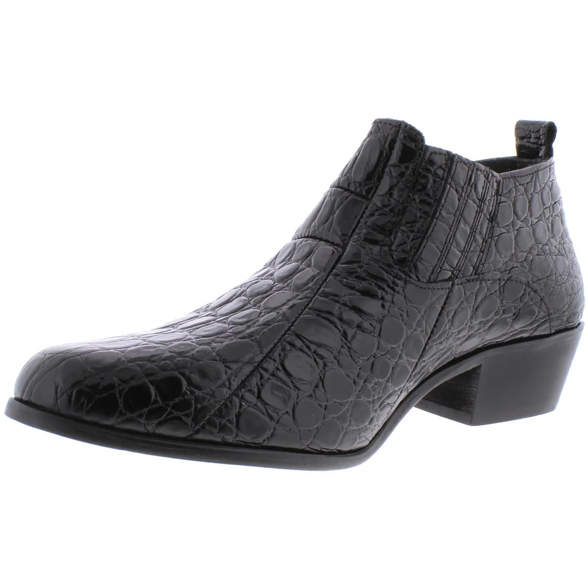 Sandino Mens Leather Croc Embossed Dress Boots
