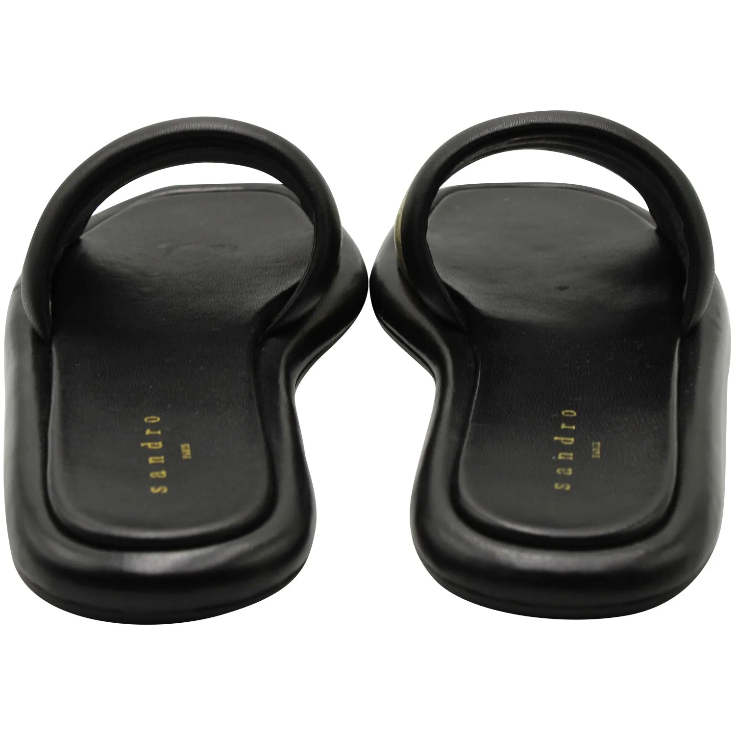 Sandro Paris Tam Slide Sandals in Black Leather