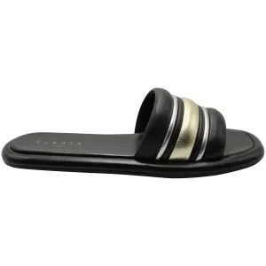 Sandro Paris Tam Slide Sandals in Black Leather
