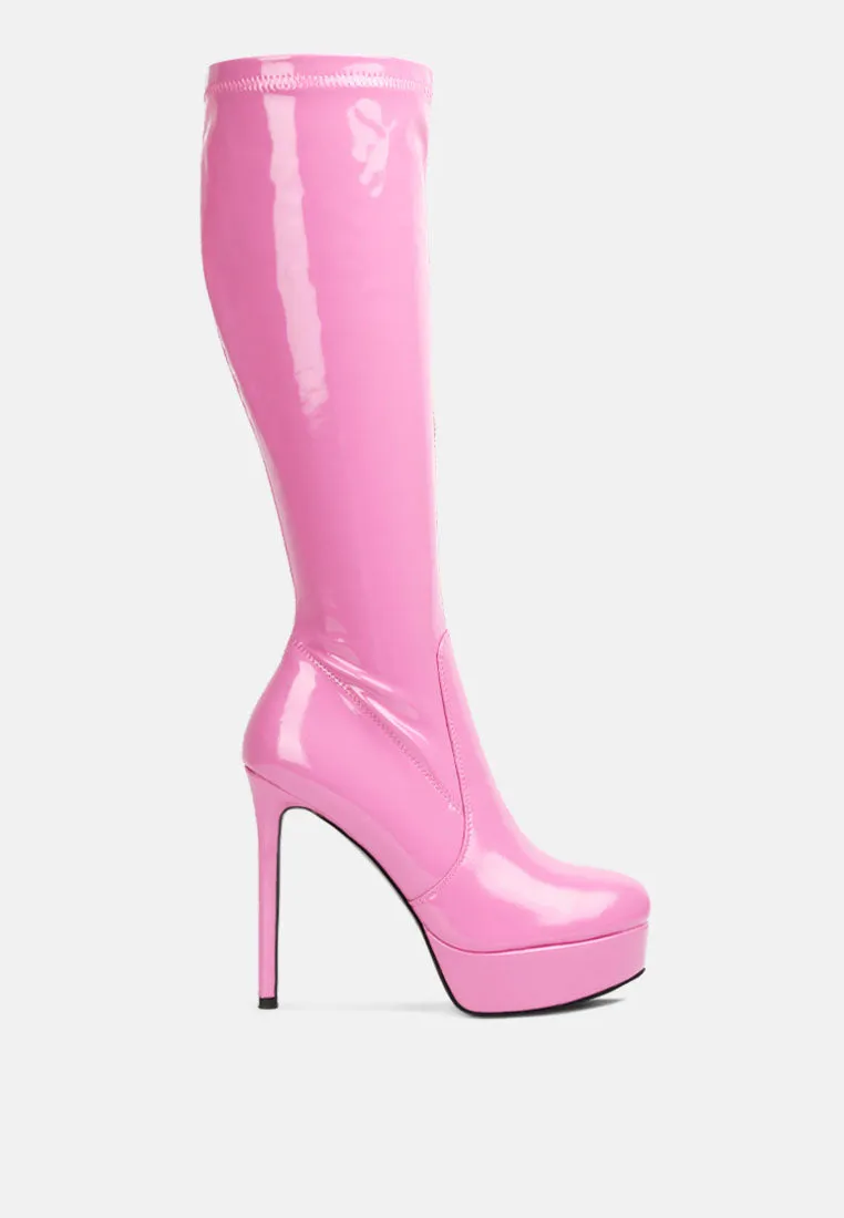 shawtie high heel stretch patent calf boots