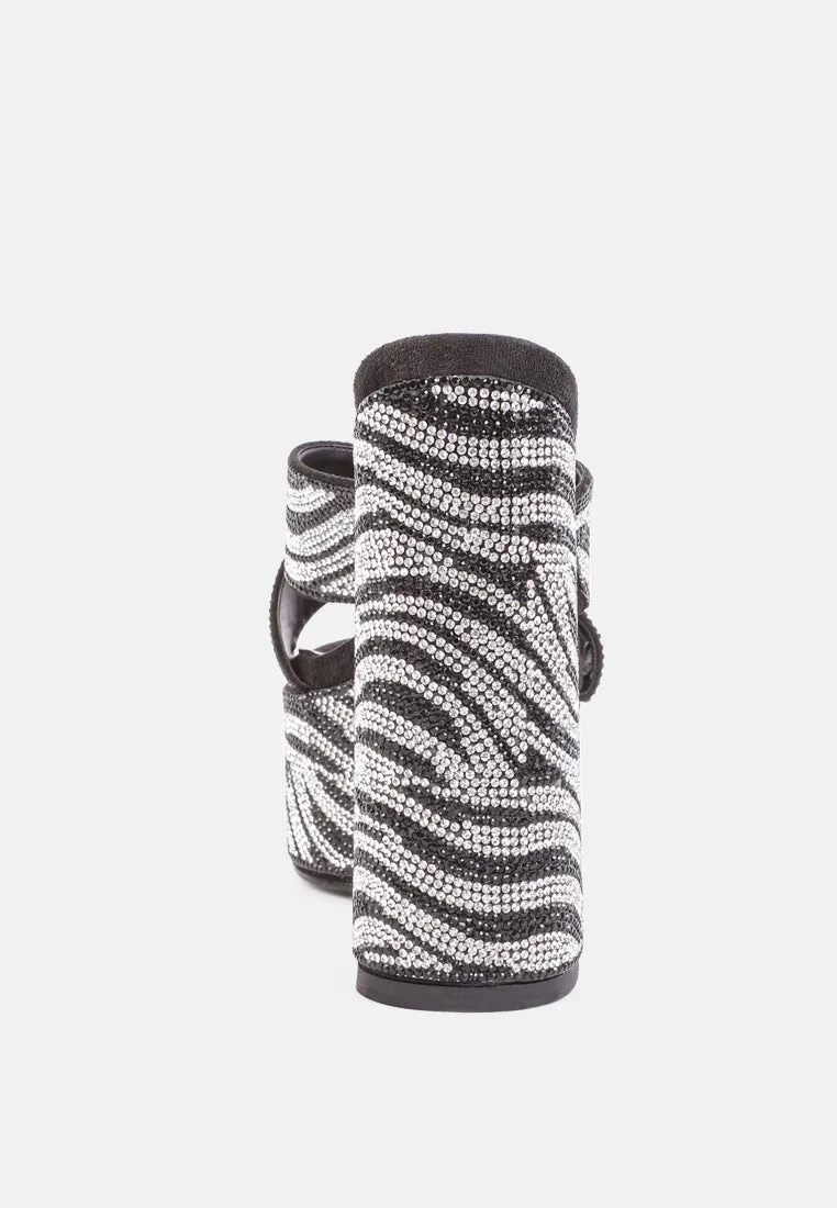 sinful high platform patterned diamante slides