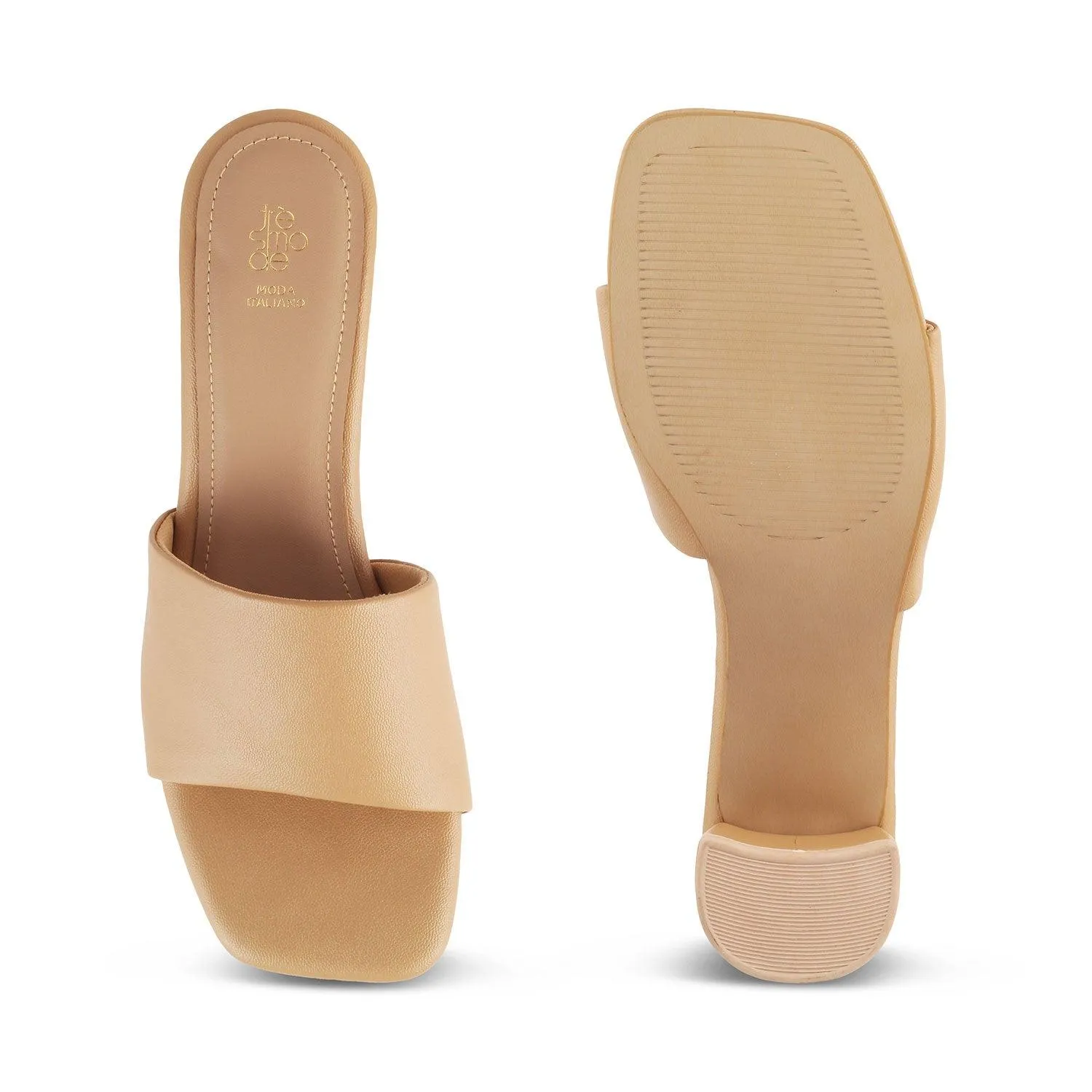 The Baarz Beige Women's Casual Block Heel Sandals Tresmode