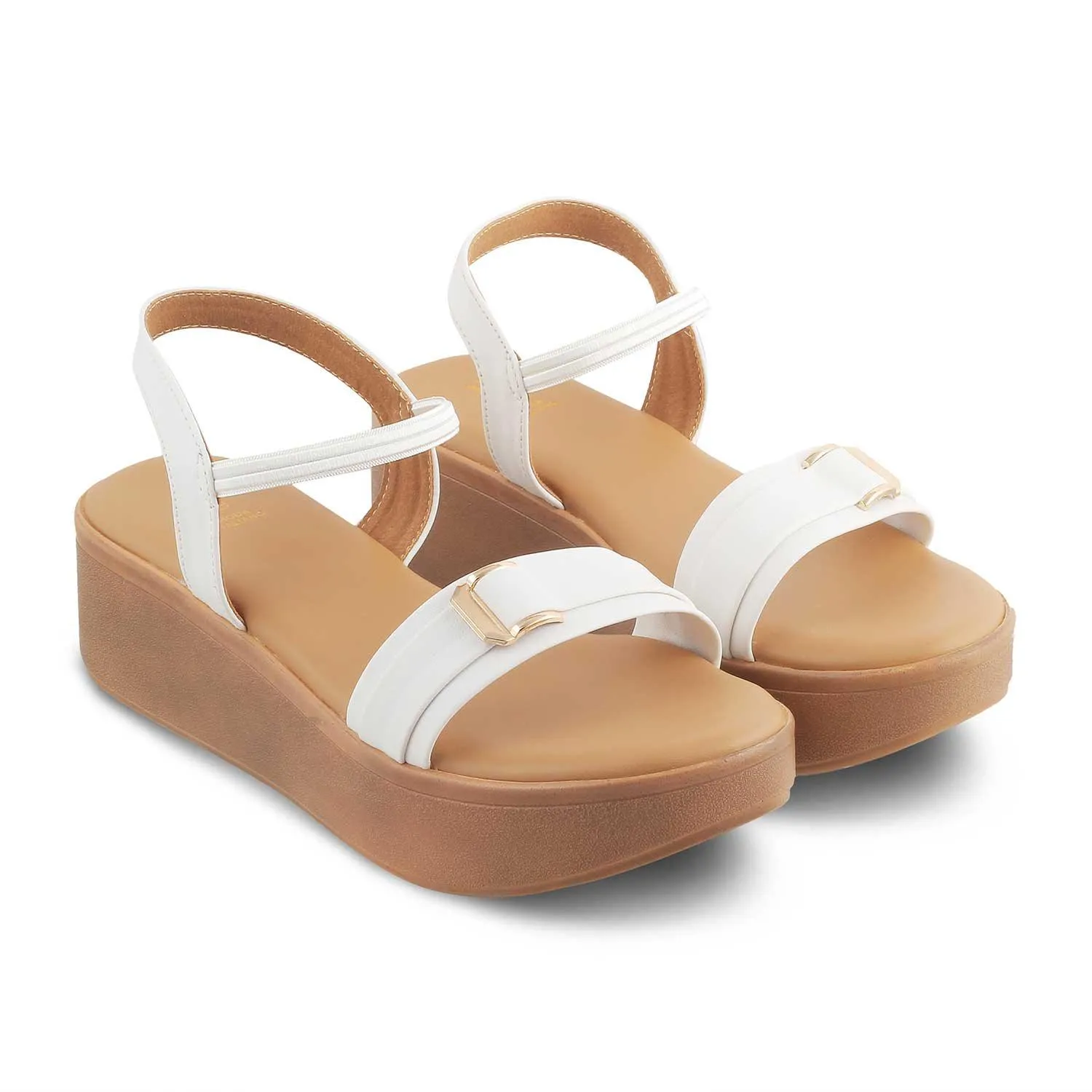 The Caen White Women's Platform Wedge Sandals Tresmode