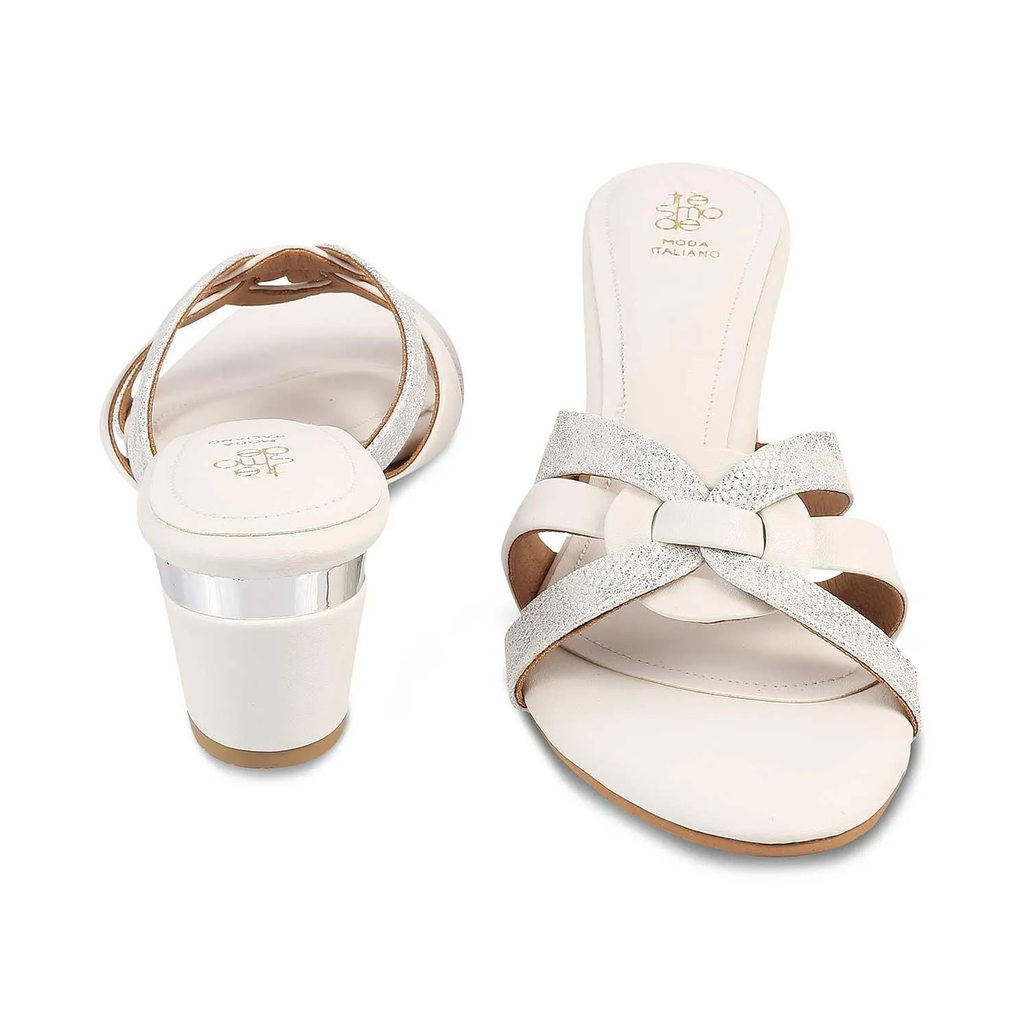 The Elche White Women's Dress Block Heel Sandals Tresmode
