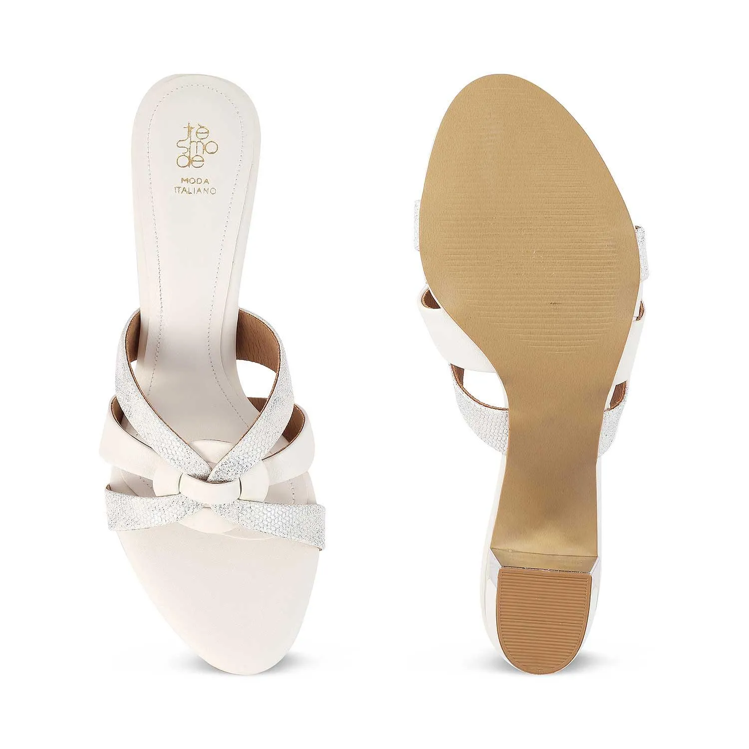The Elche White Women's Dress Block Heel Sandals Tresmode