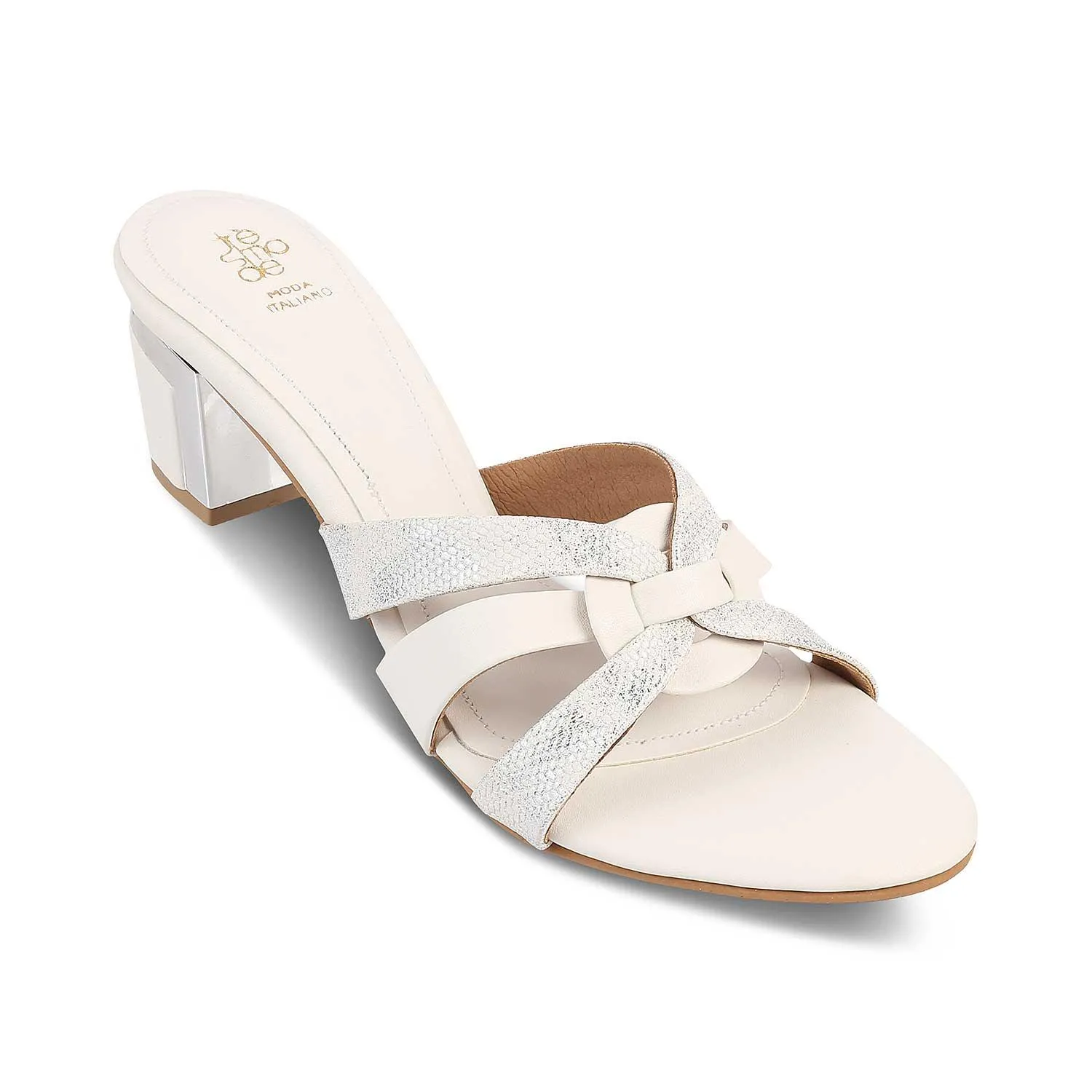 The Elche White Women's Dress Block Heel Sandals Tresmode