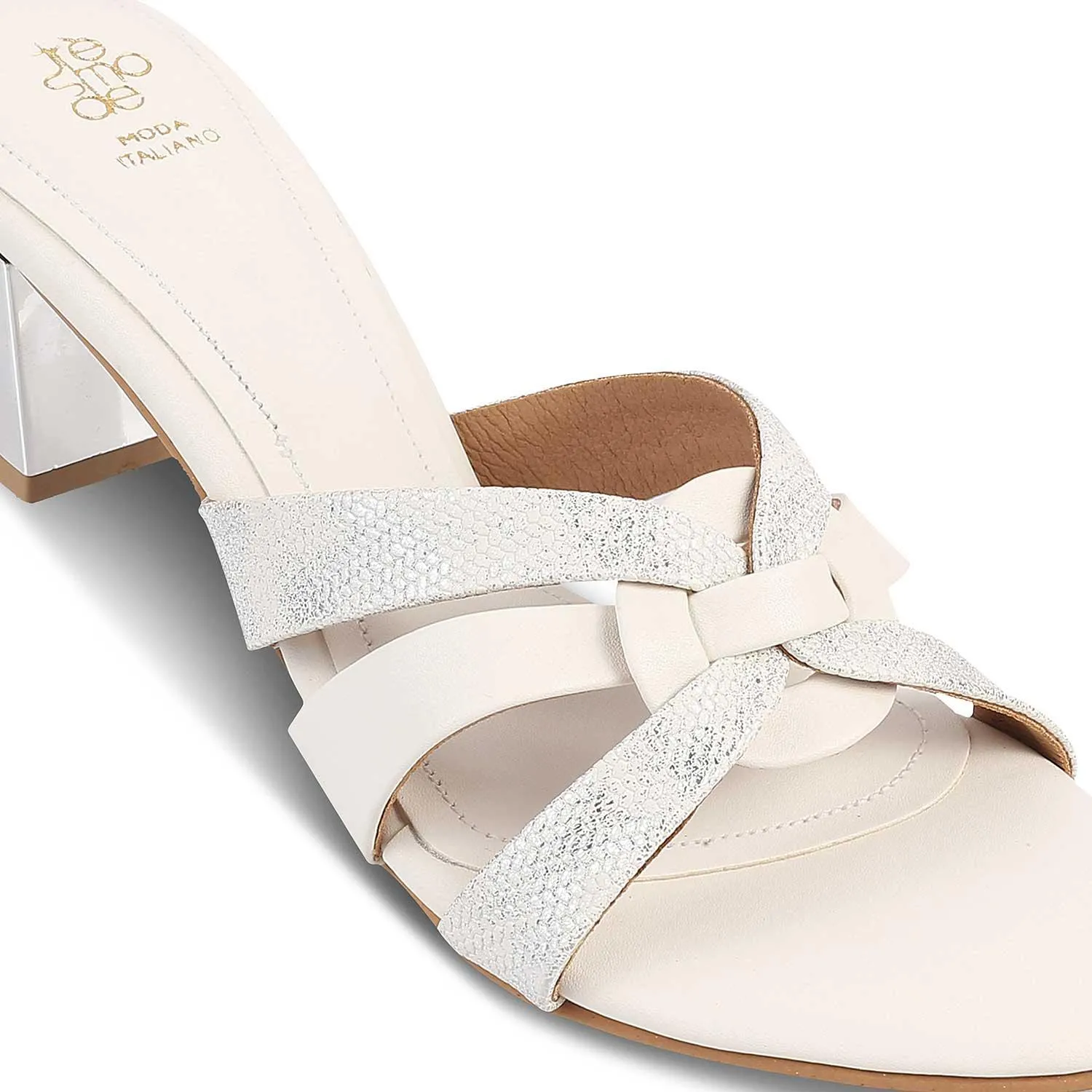 The Elche White Women's Dress Block Heel Sandals Tresmode