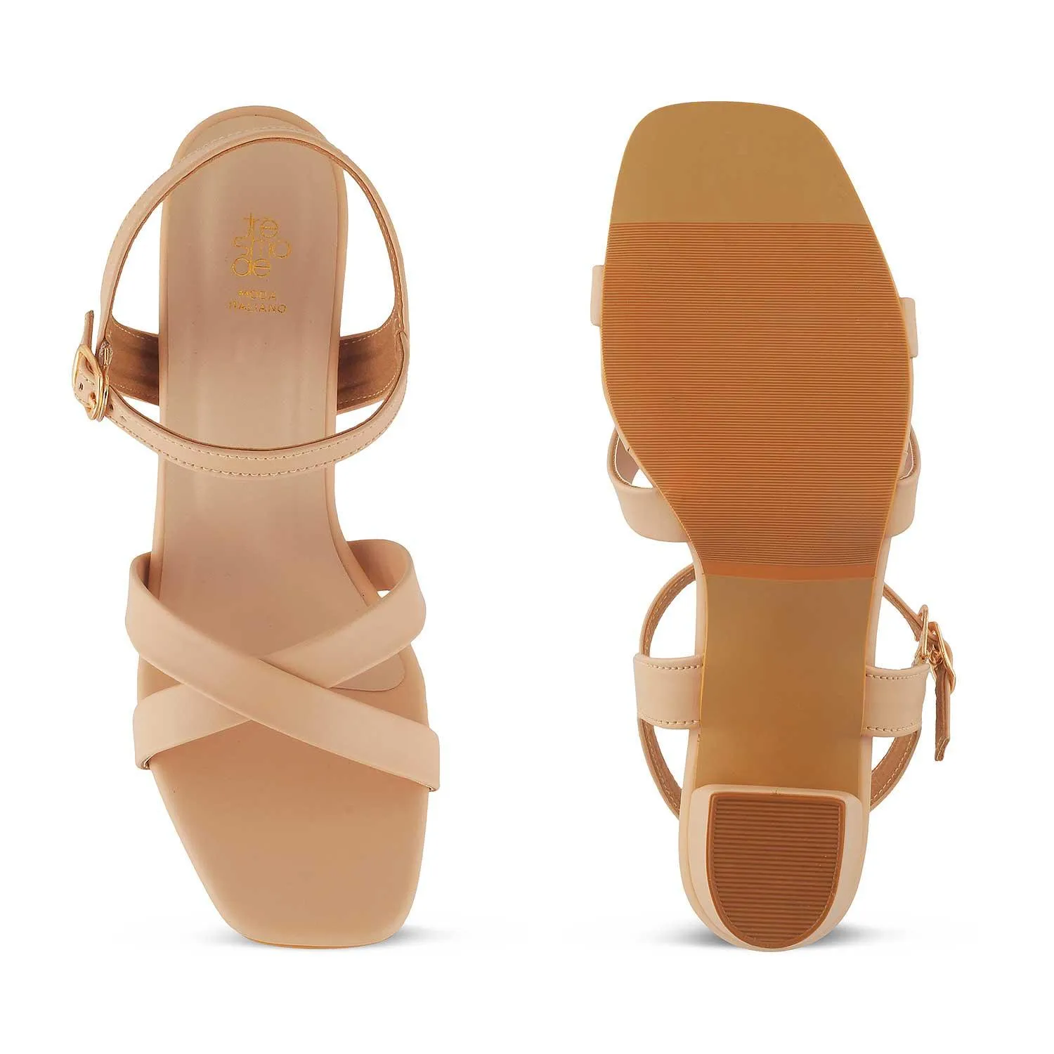 The Roch Beige Women's Dress Block Heel Sandals Tresmode