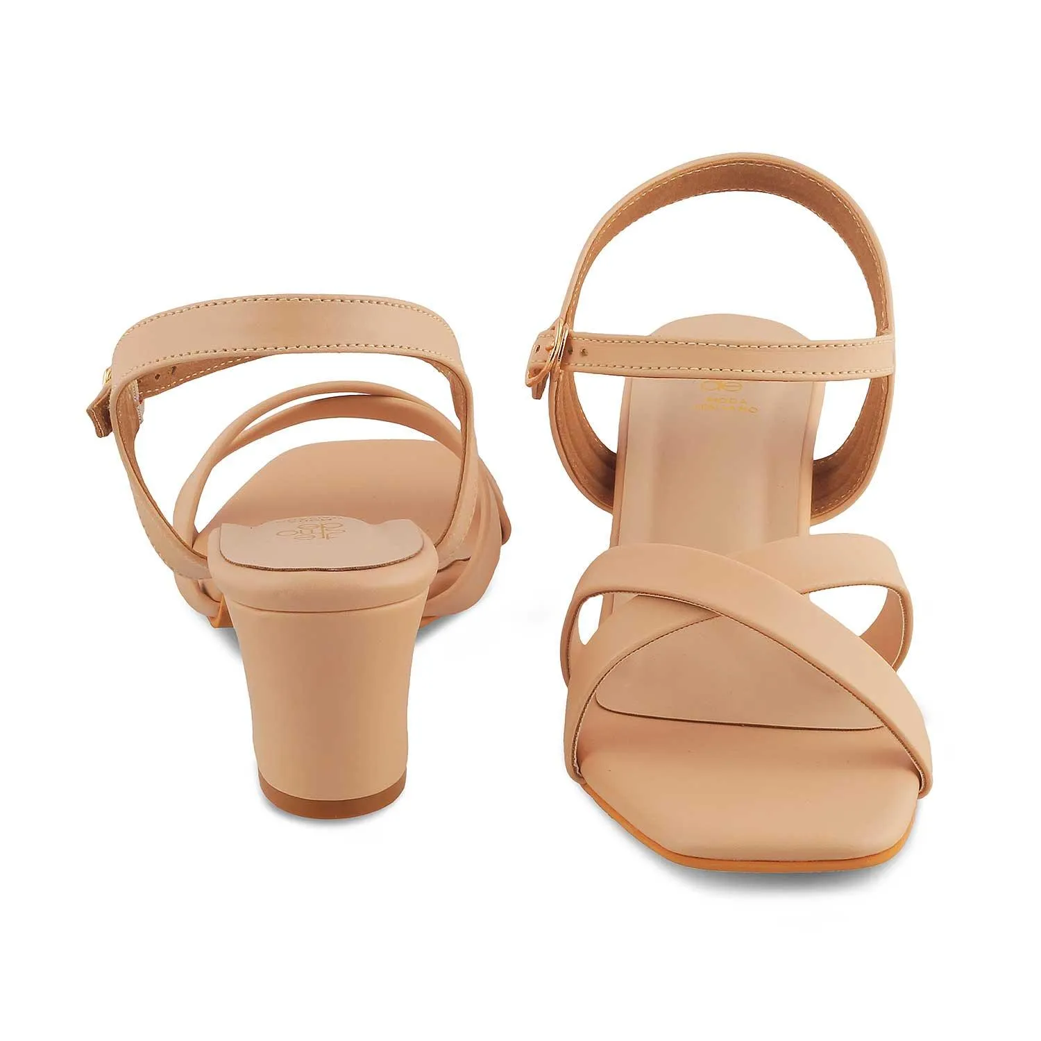 The Roch Beige Women's Dress Block Heel Sandals Tresmode