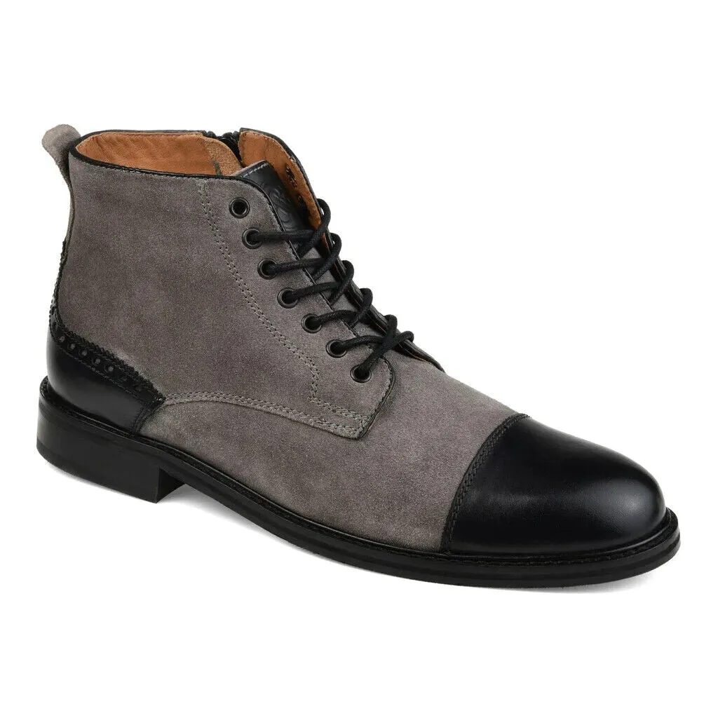 Thomas & Vine Remo Chukka Boots Men's Gray Black Suede   Leather Cap Toe MKAS176