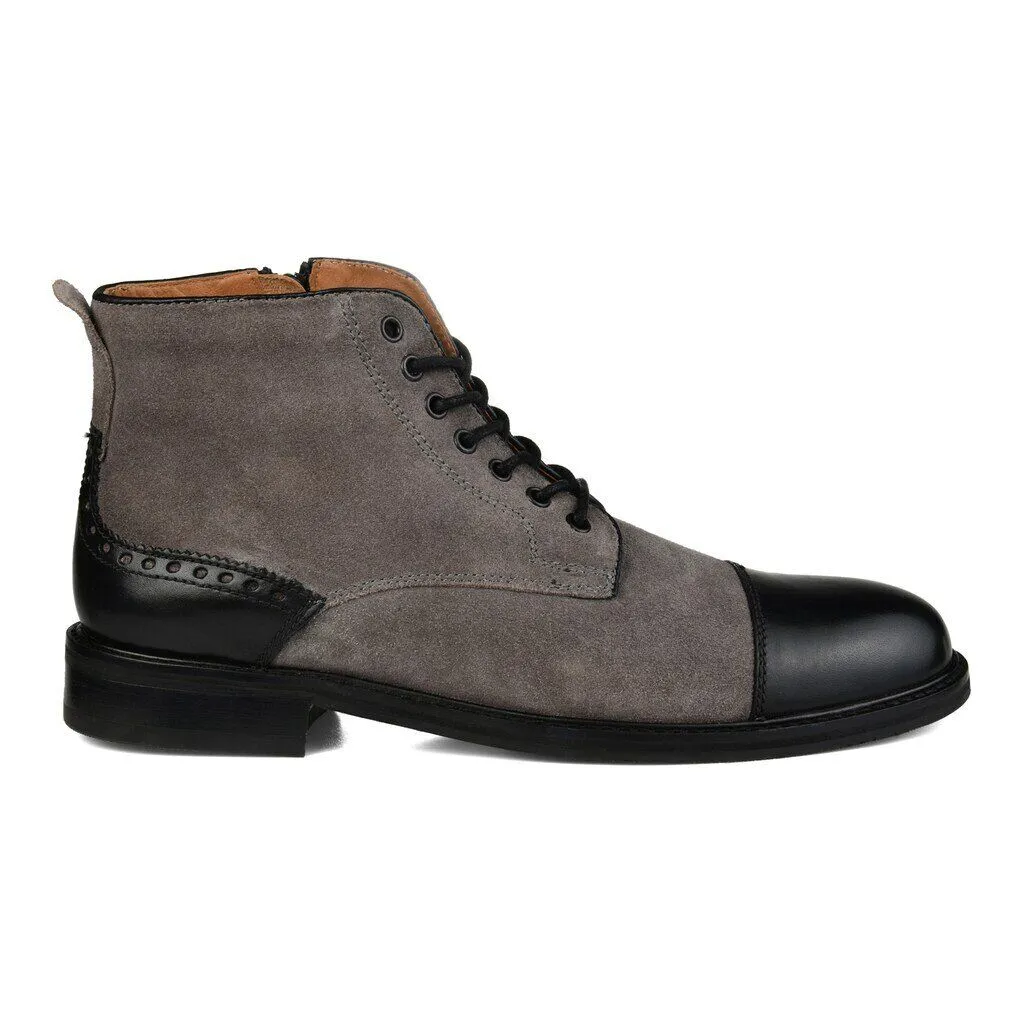 Thomas & Vine Remo Chukka Boots Men's Gray Black Suede   Leather Cap Toe MKAS176