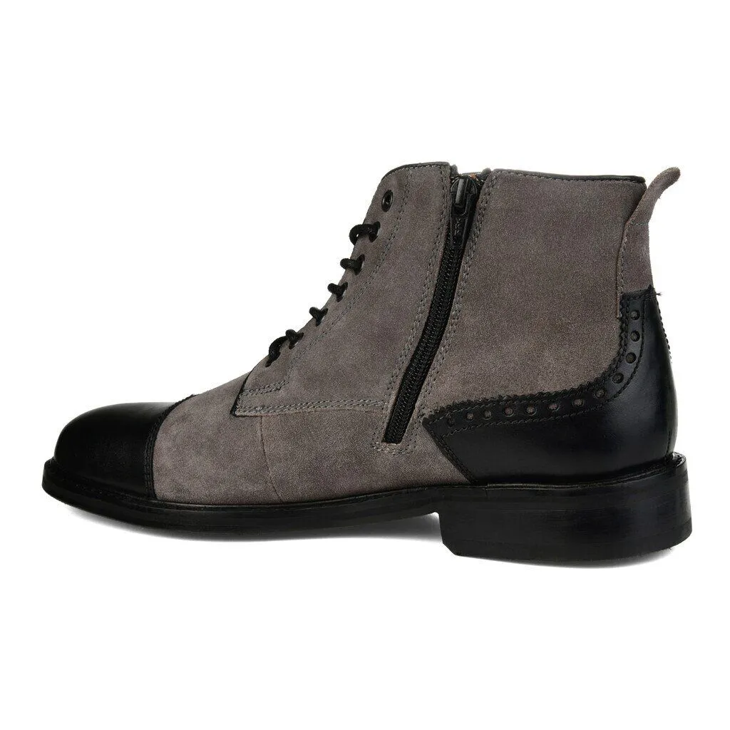 Thomas & Vine Remo Chukka Boots Men's Gray Black Suede   Leather Cap Toe MKAS176