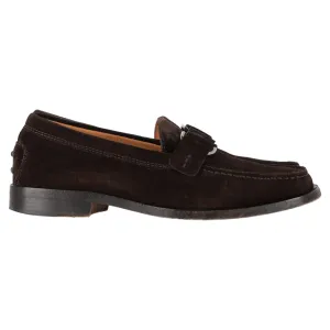 Tod's Buckle Detail Loafers in Brown Suede