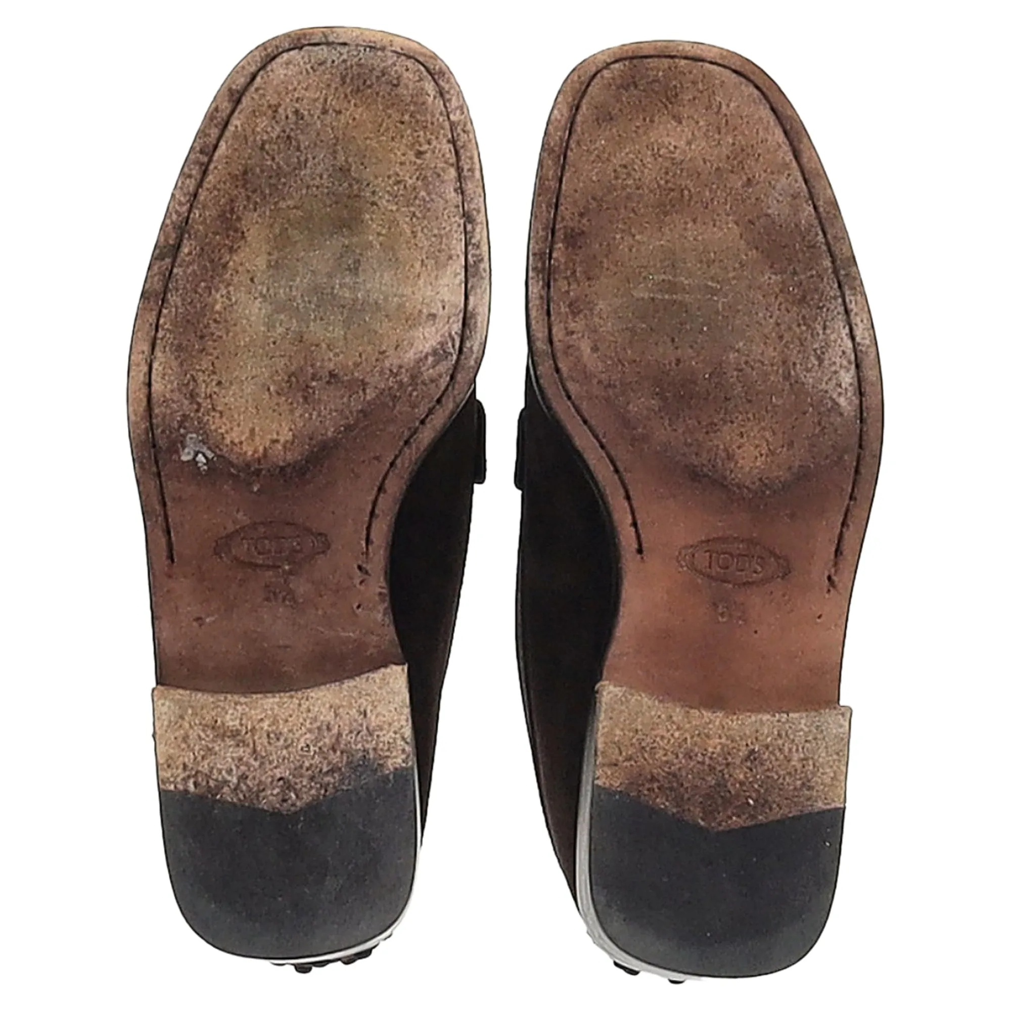 Tod's Buckle Detail Loafers in Brown Suede