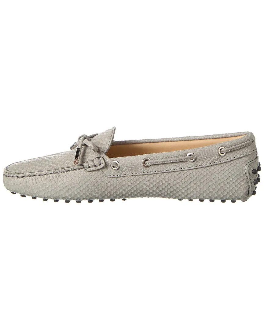 TOD��s Knot Detail Snake-Embossed Leather Loafer