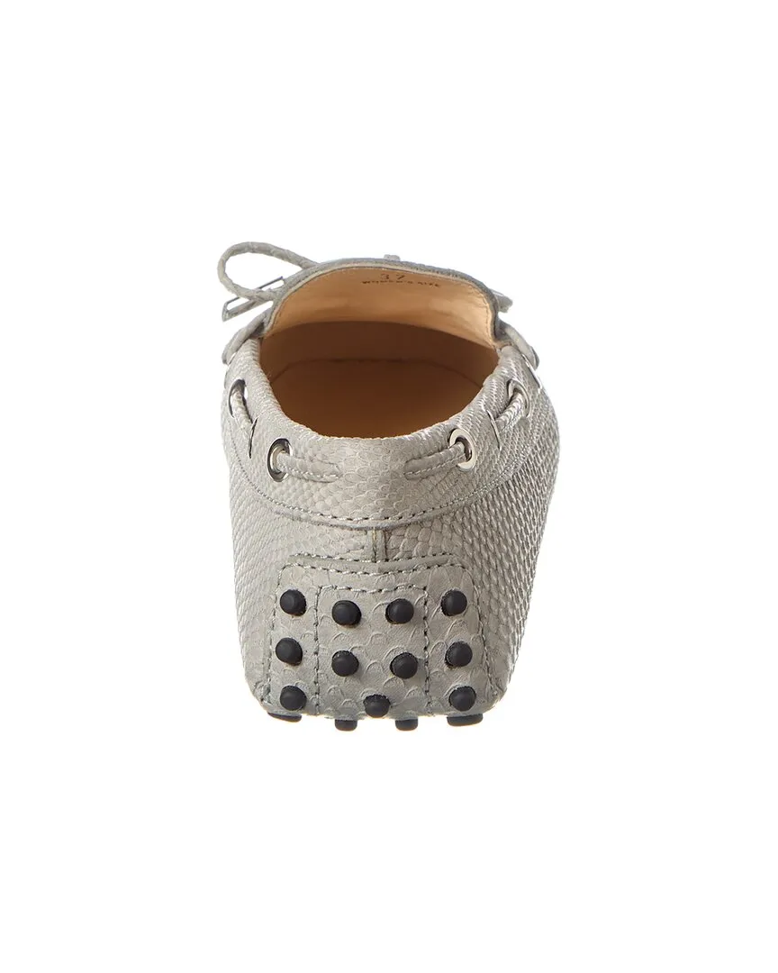 TOD��s Knot Detail Snake-Embossed Leather Loafer