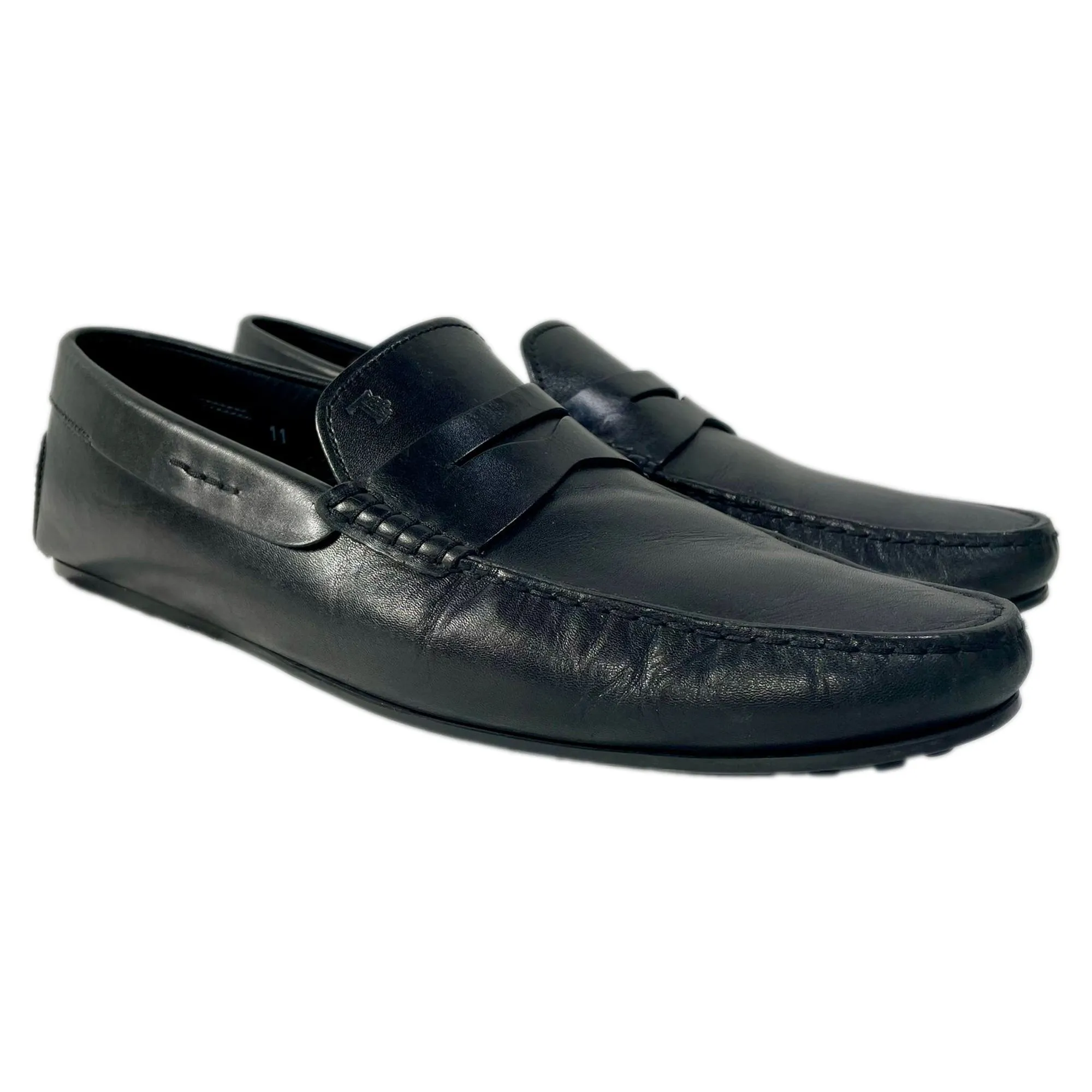 Tod's Slip On Loafers in Black Leather