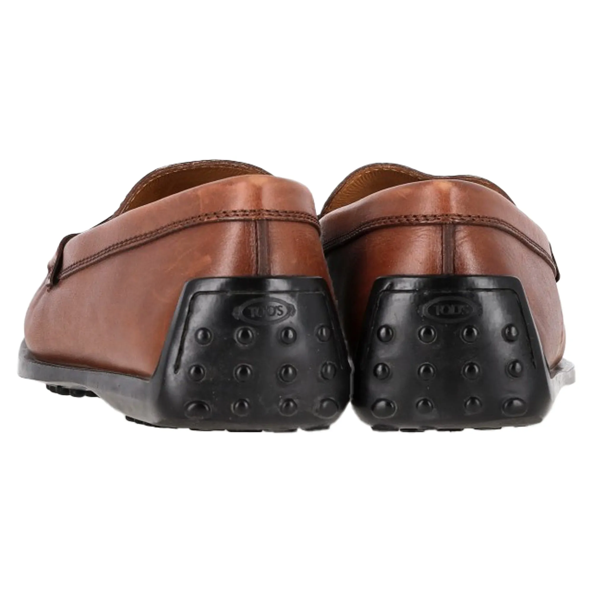 Tod's Square-Toe Penny Loafers in Brown Leather