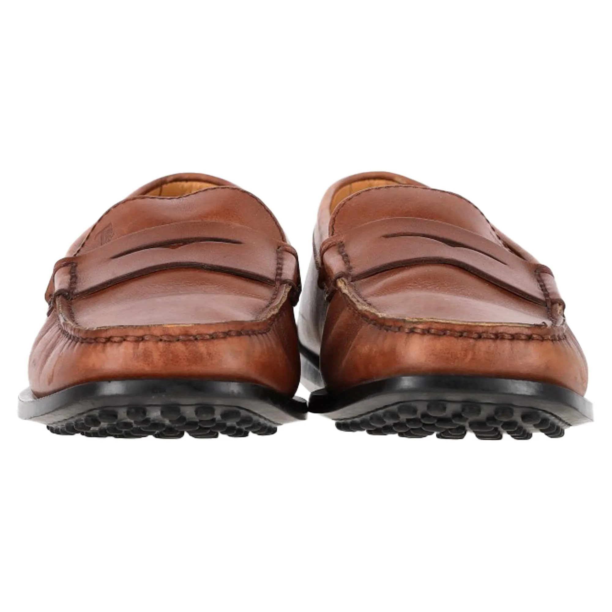 Tod's Square-Toe Penny Loafers in Brown Leather
