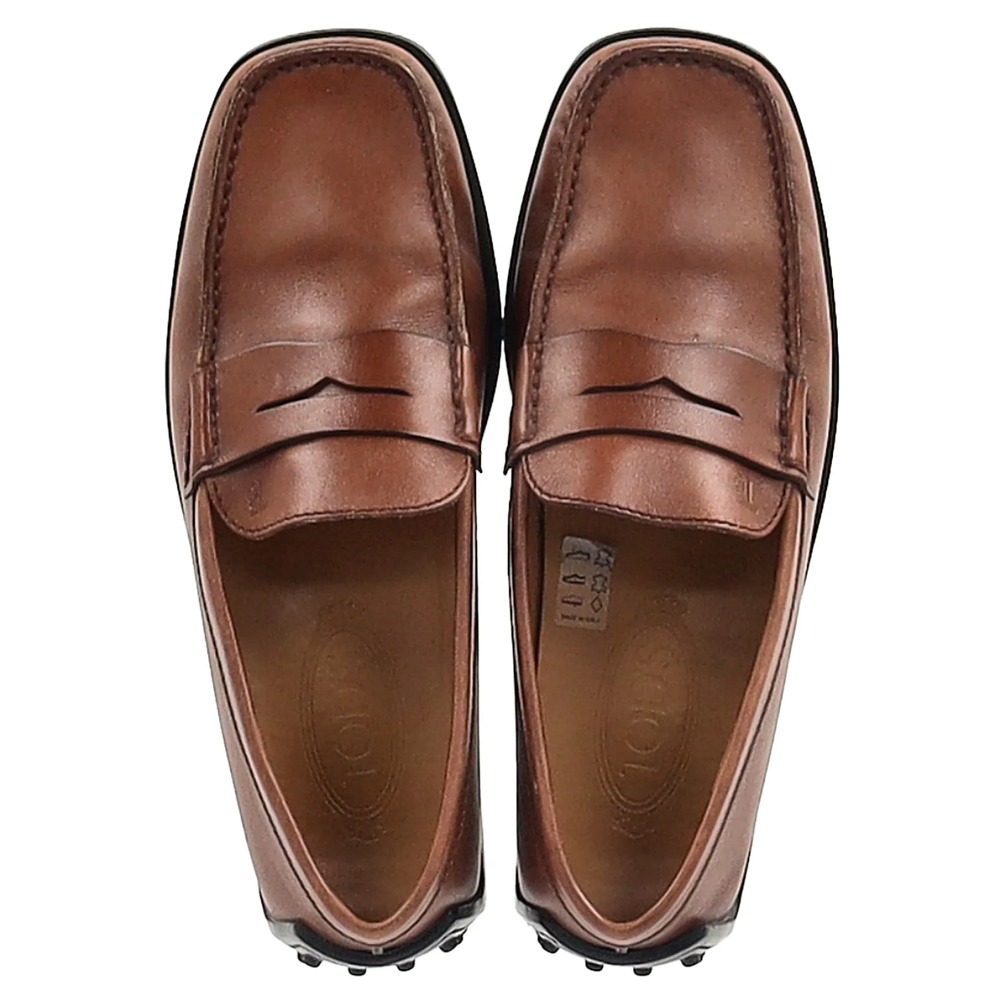 Tod's Square-Toe Penny Loafers in Brown Leather