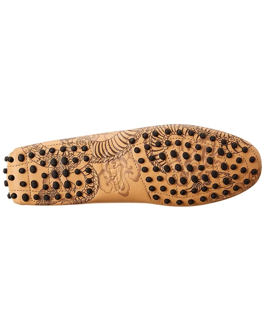 TOD's Tattoo Dragon Printed Leather Loafer