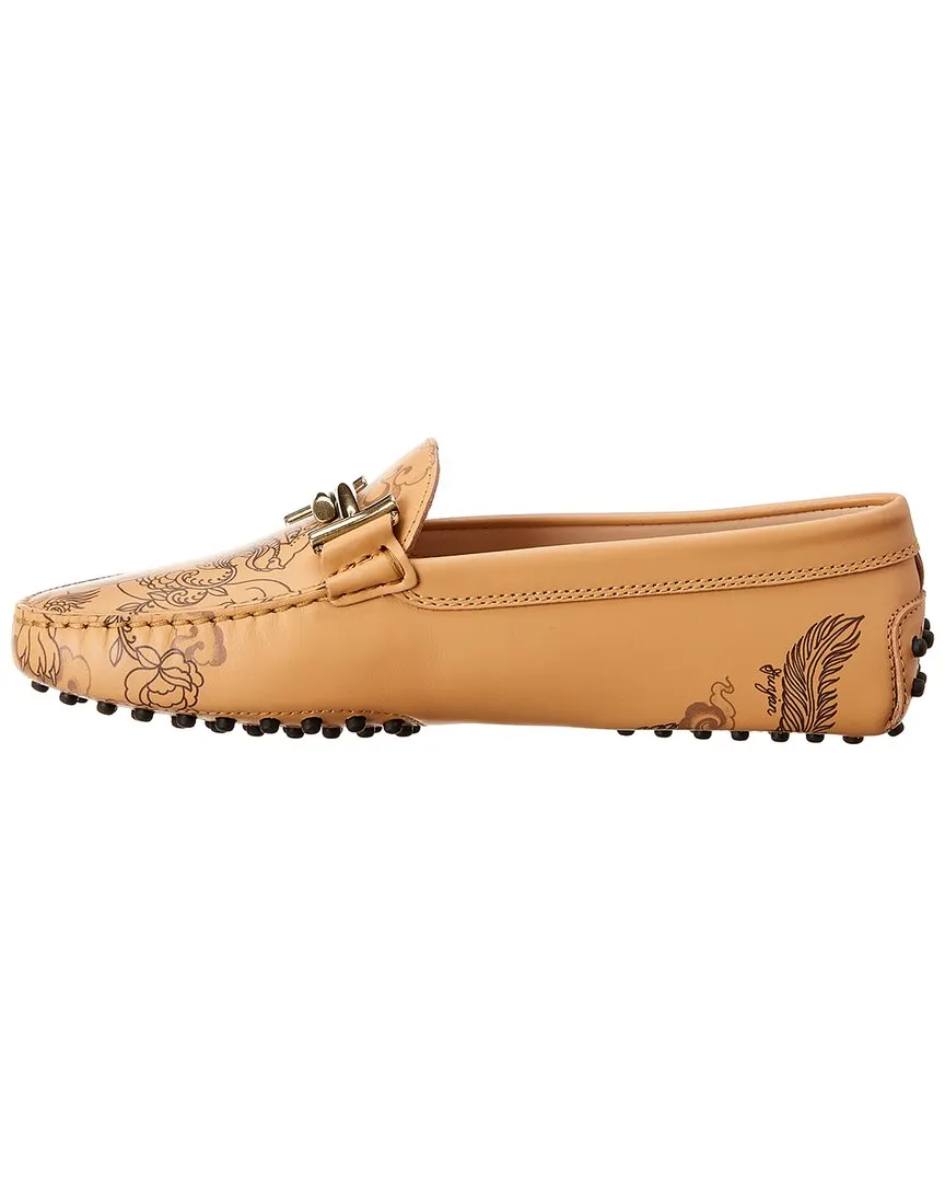 TOD's Tattoo Dragon Printed Leather Loafer