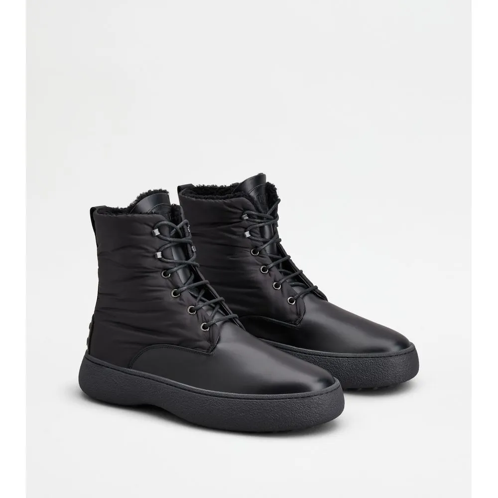 Tod's W. G. Lace-up Ankle Boots in Leather and Fabric