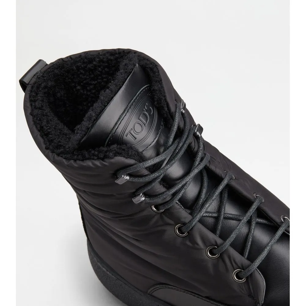 Tod's W. G. Lace-up Ankle Boots in Leather and Fabric