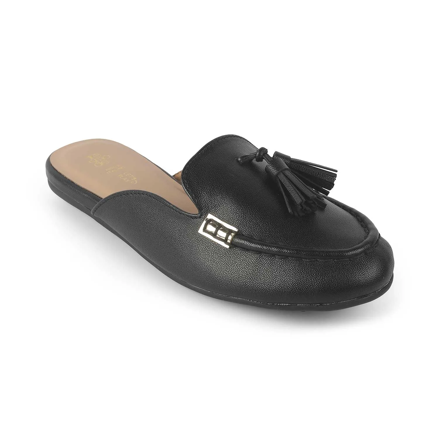 Tresmode Amassle Black Women's Dress Tassel Mules