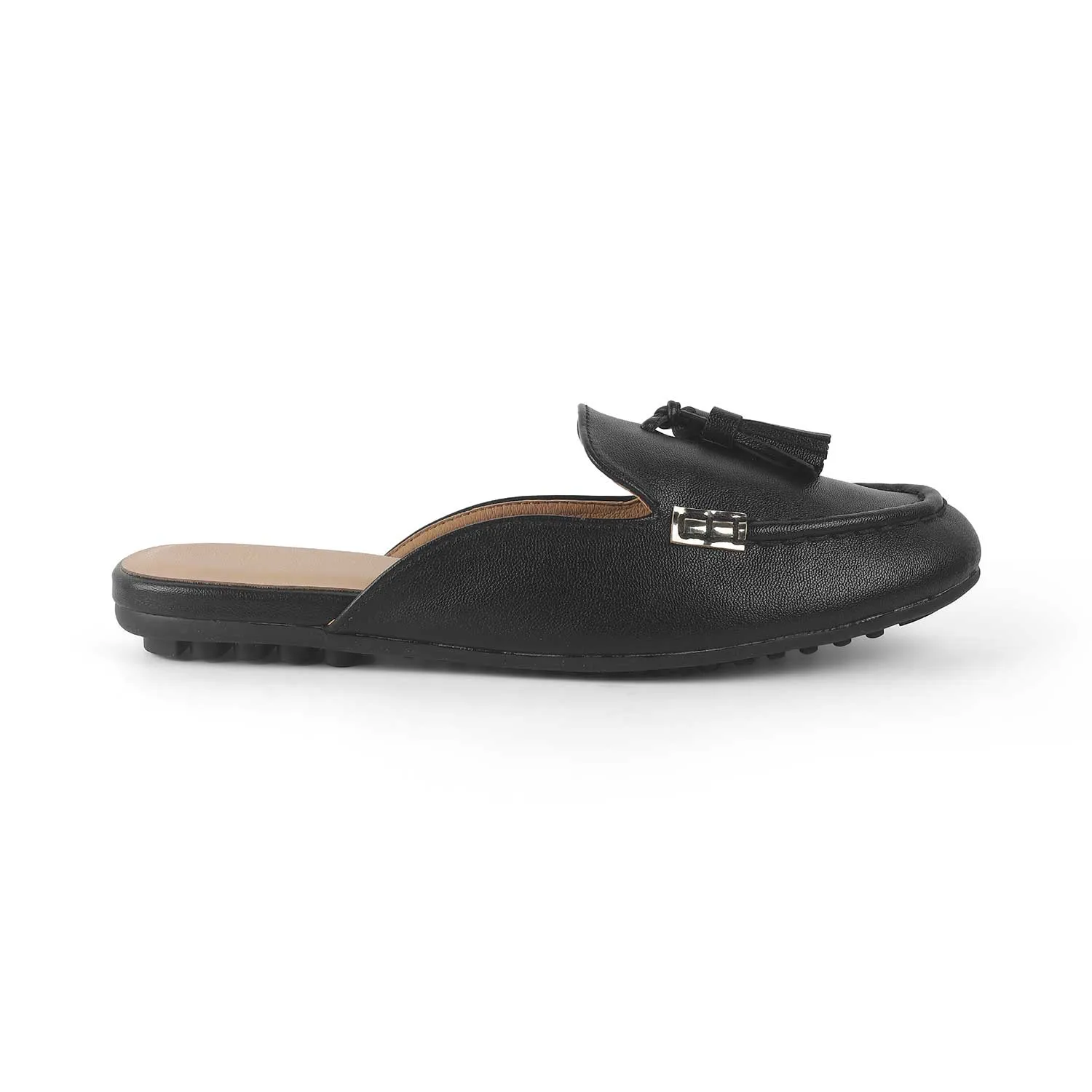 Tresmode Amassle Black Women's Dress Tassel Mules