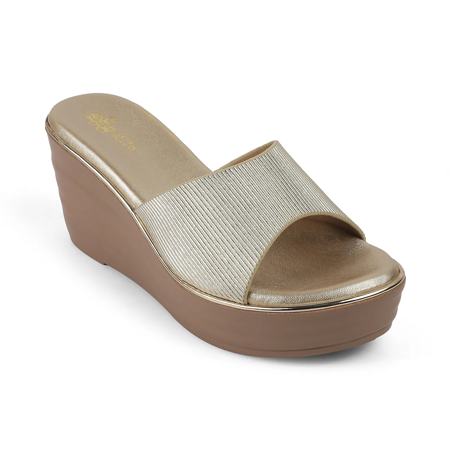 Tresmode Ance Gold Women's Dress Wedge Sandals
