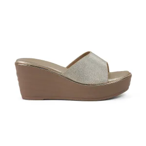 Tresmode Ance Gold Women's Dress Wedge Sandals