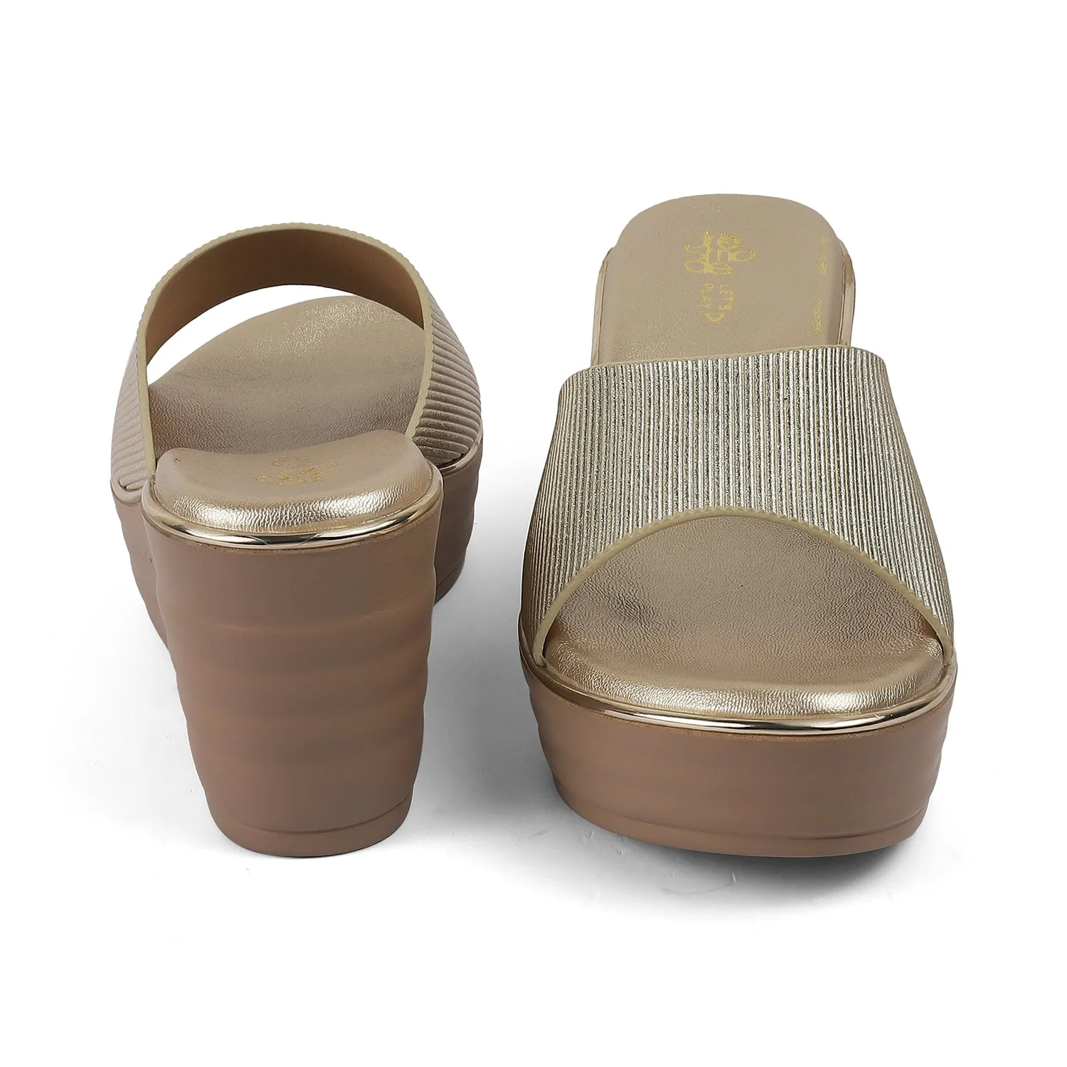 Tresmode Ance Gold Women's Dress Wedge Sandals