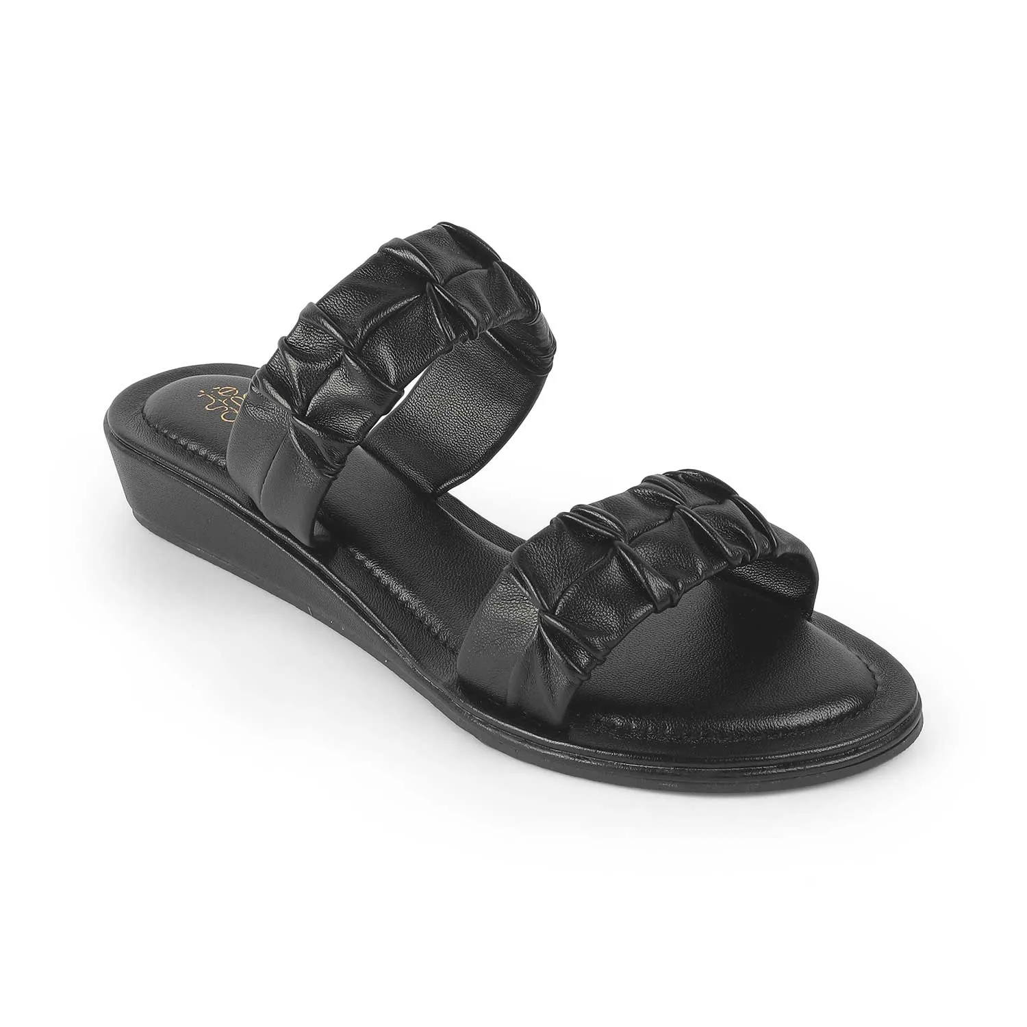 Tresmode Belo Black Women's Casual Small Wedge Sandals